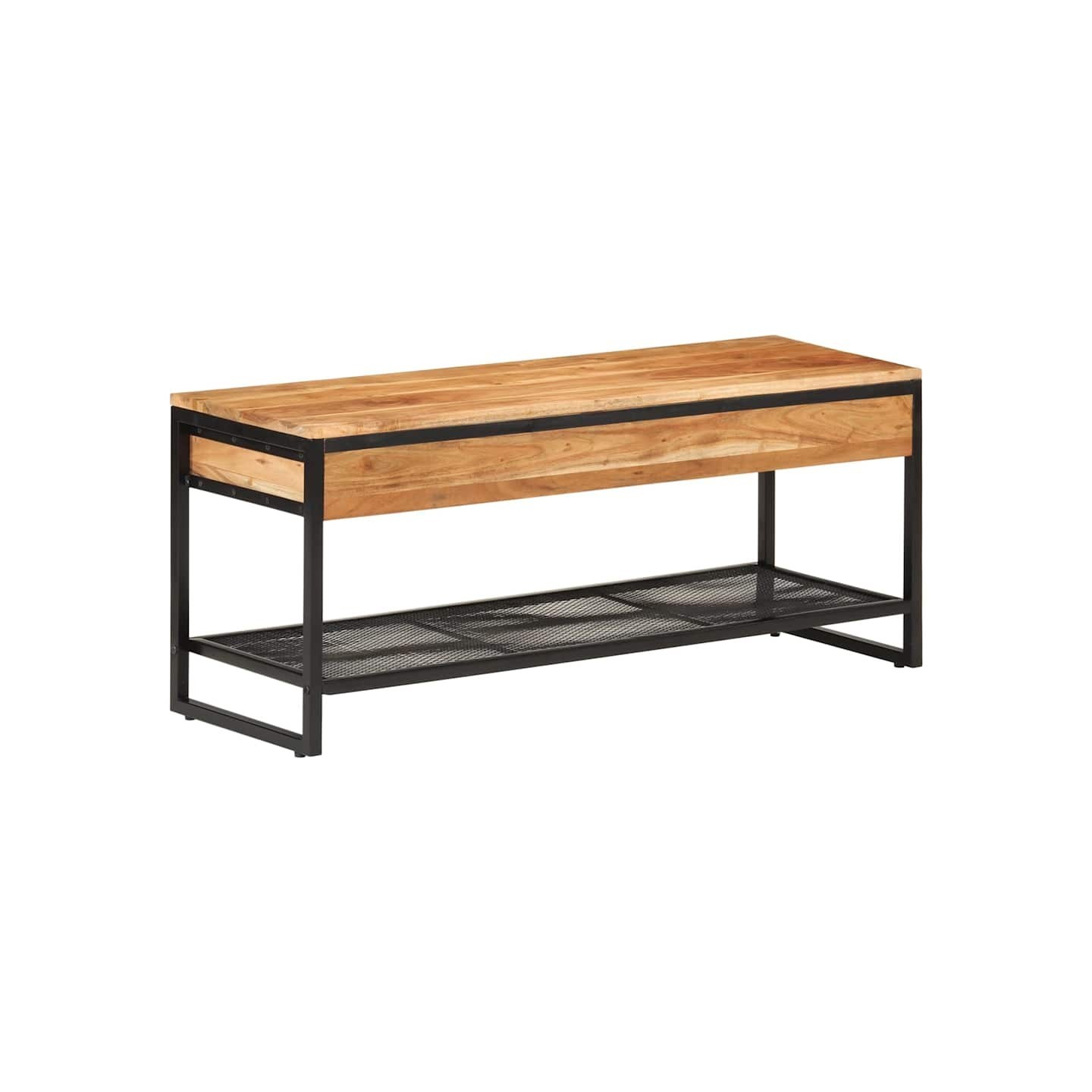 Banc à chaussures 110x35x45 cm bois massif d'acacia et fer