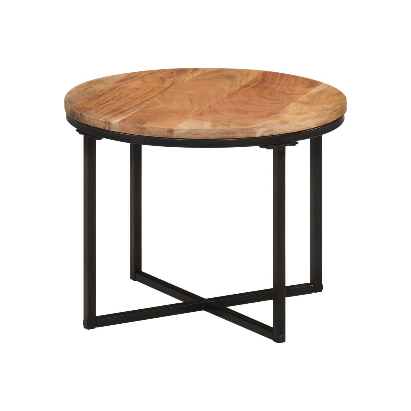 Table basse 45x45x35 cm bois massif acacia et fer