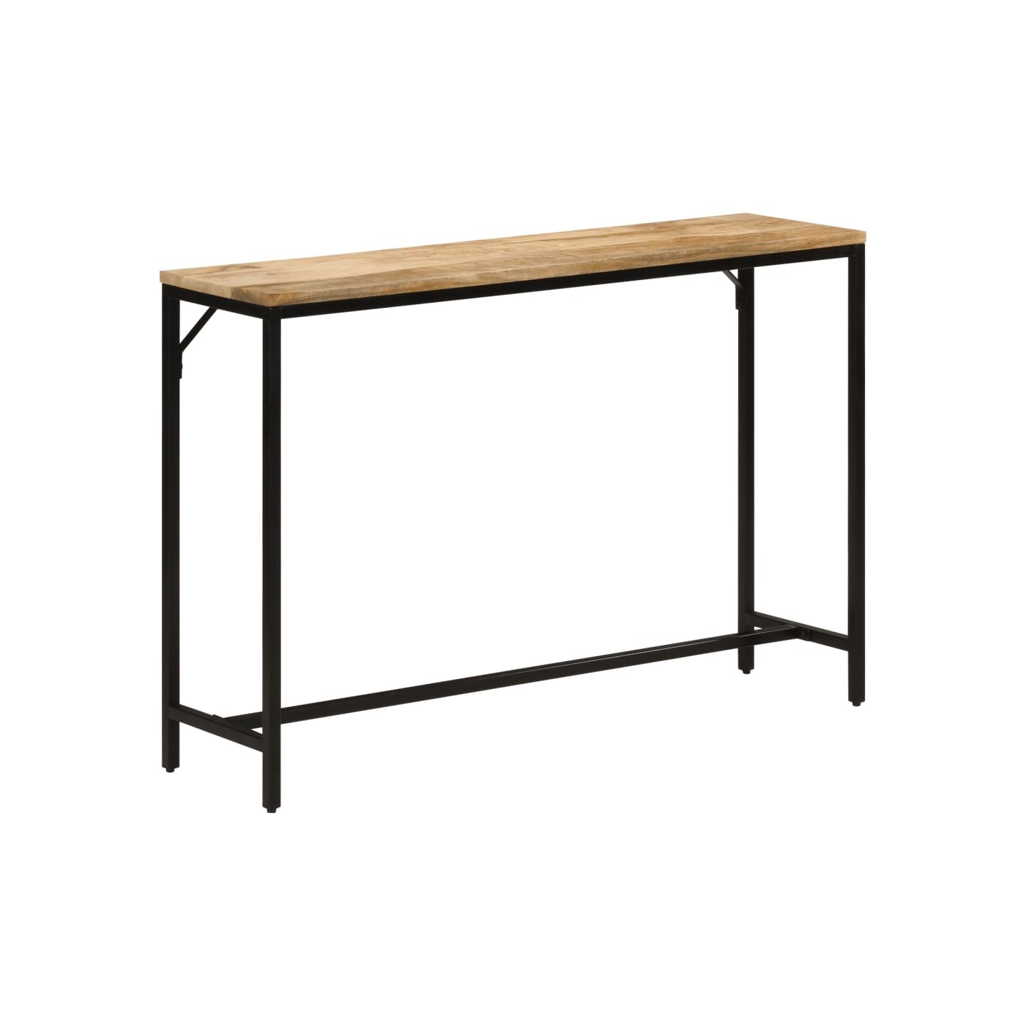 Table console 110x30x75 cm bois de manguier massif brut et fer