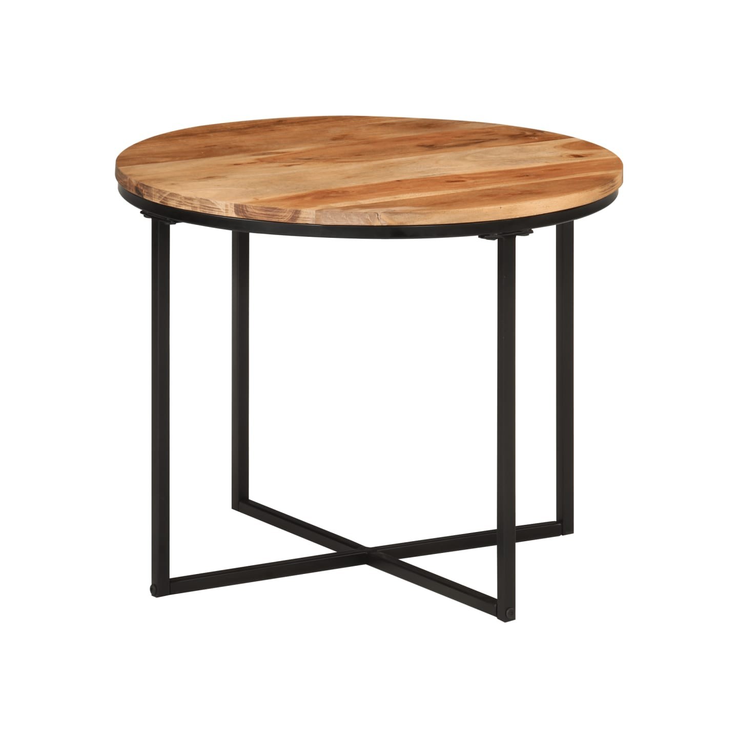Table basse 55x55x45 cm bois massif acacia et fer
