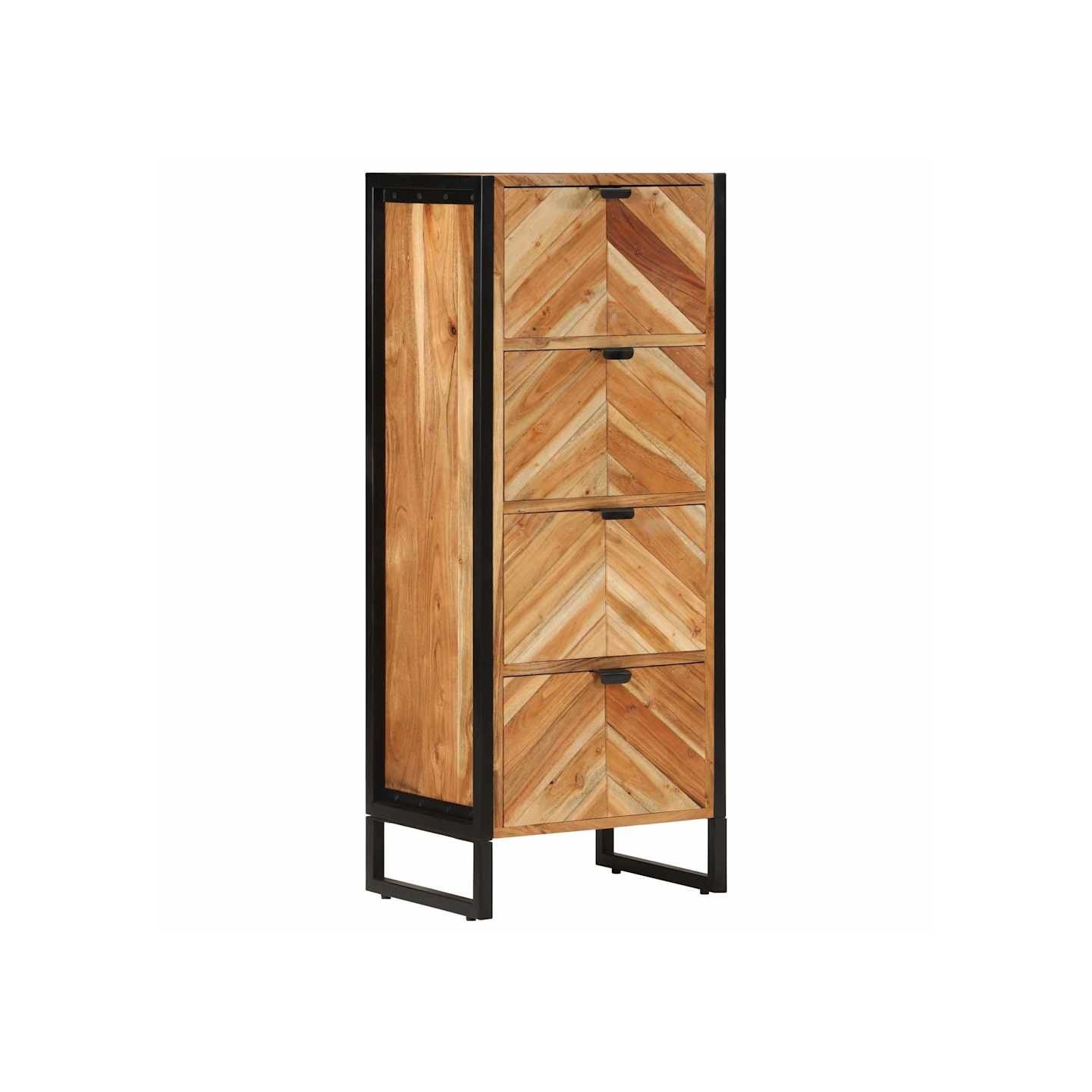 Armoire de salle de bain bois massif d'acacia et fer