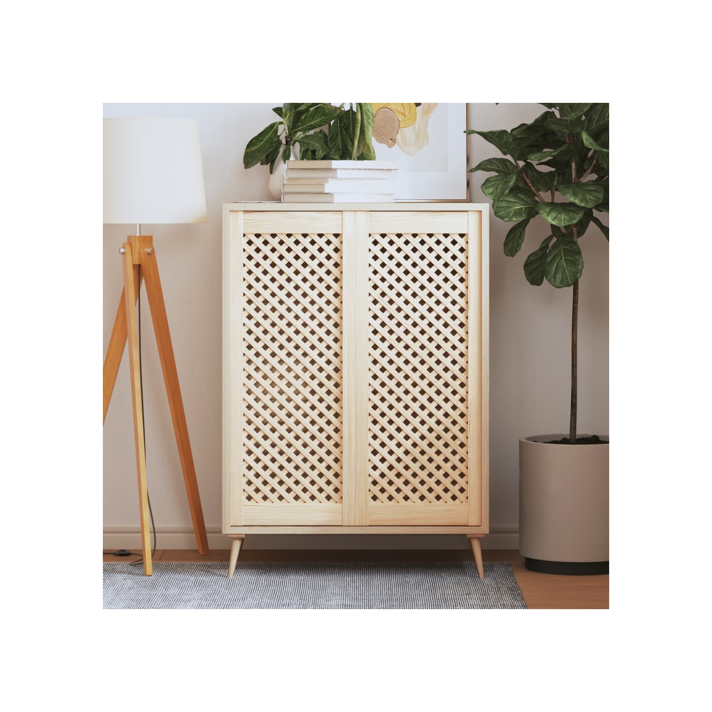 Portes d'armoires en treillis 2 pcs 39,5x99 cm pin massif