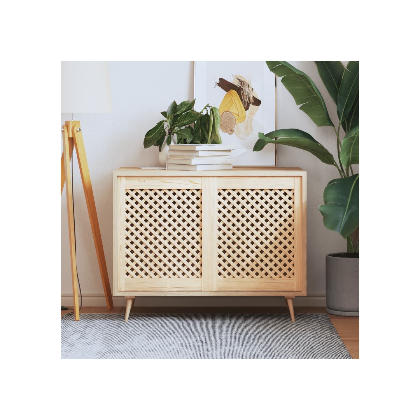Portes d'armoires en treillis 2 pcs 49,5x61,5 cm pin massif