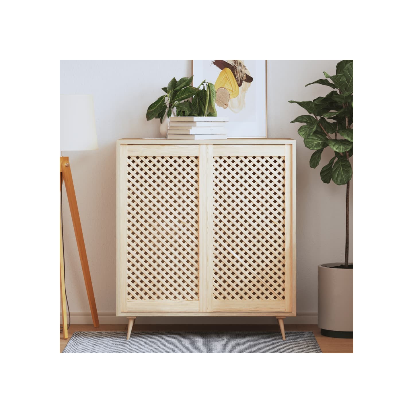 Portes d'armoires en treillis 2 pcs 49,5x99 cm pin massif