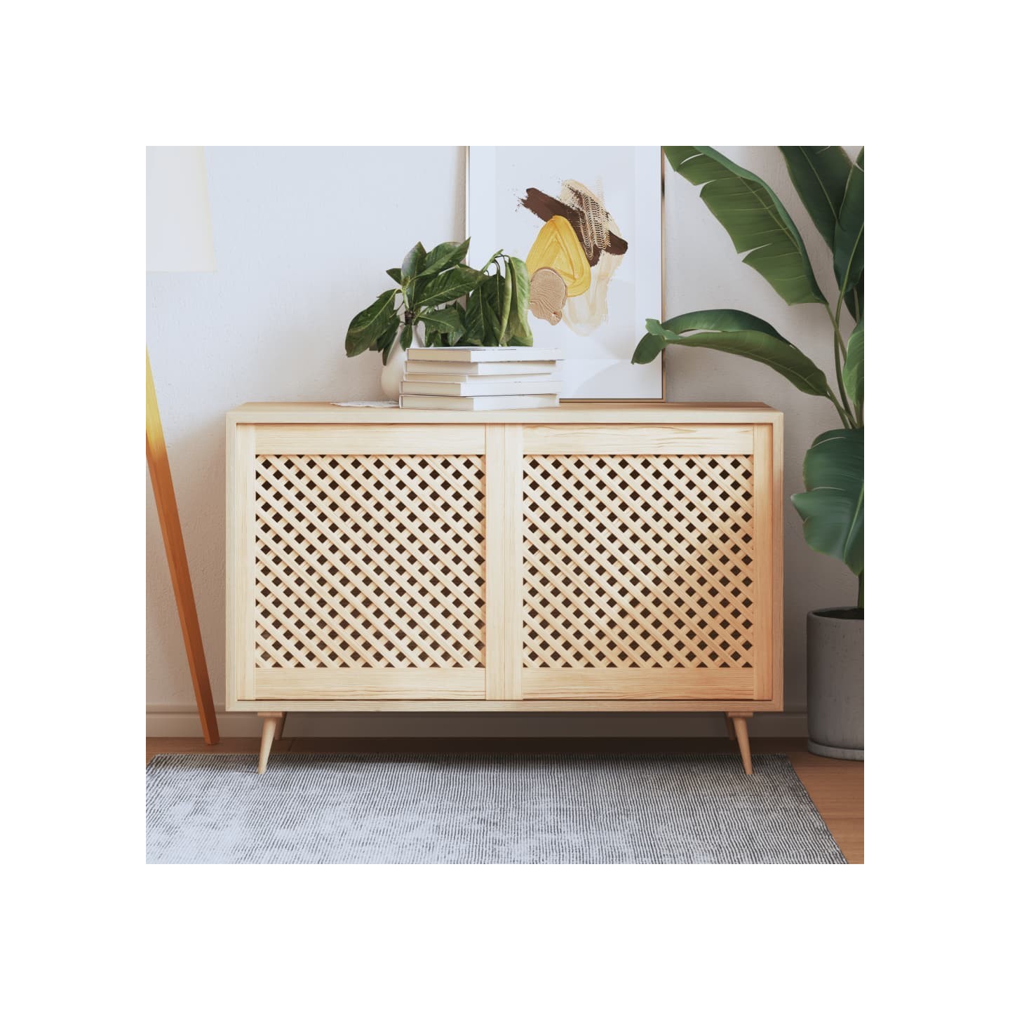 Portes d'armoires en treillis 2 pcs 59,5x61,5 cm pin massif