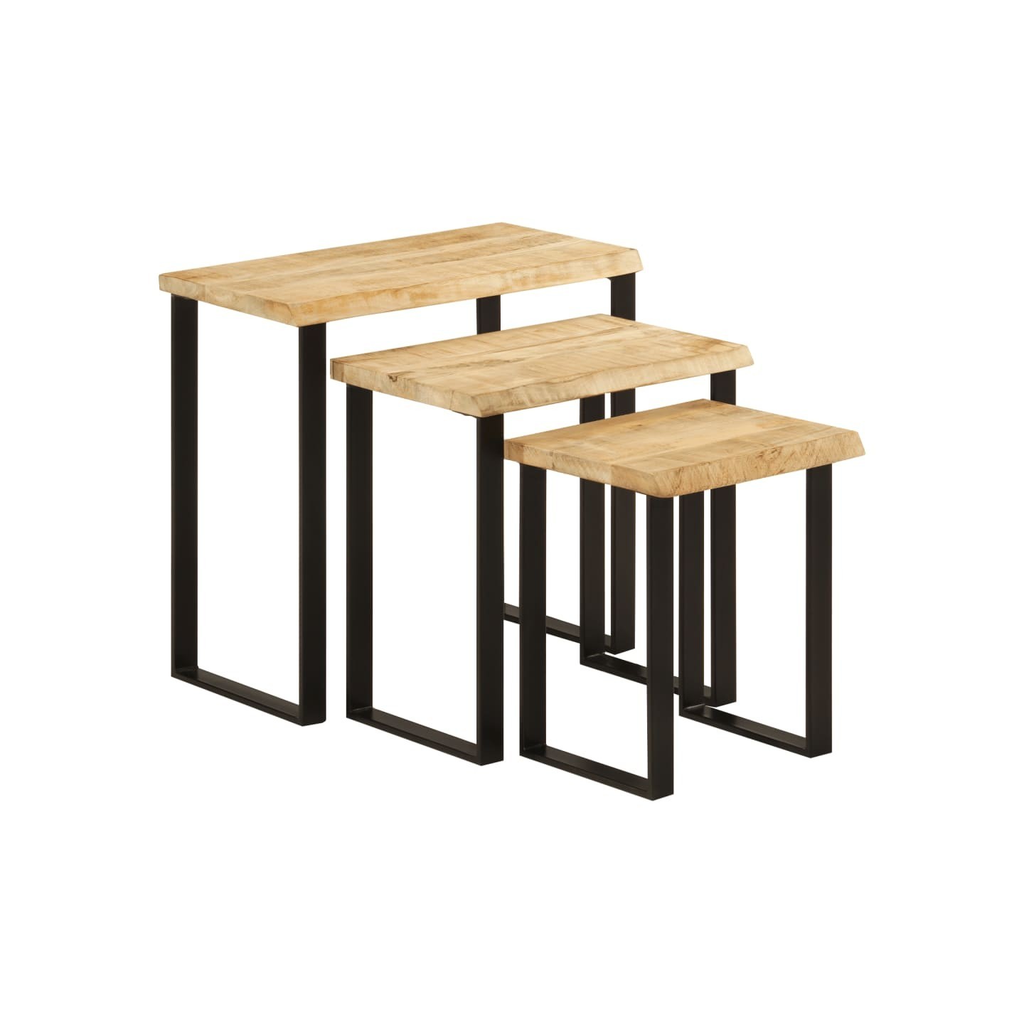 Tables gigognes 3 pcs avec bord vivant bois de manguier massif