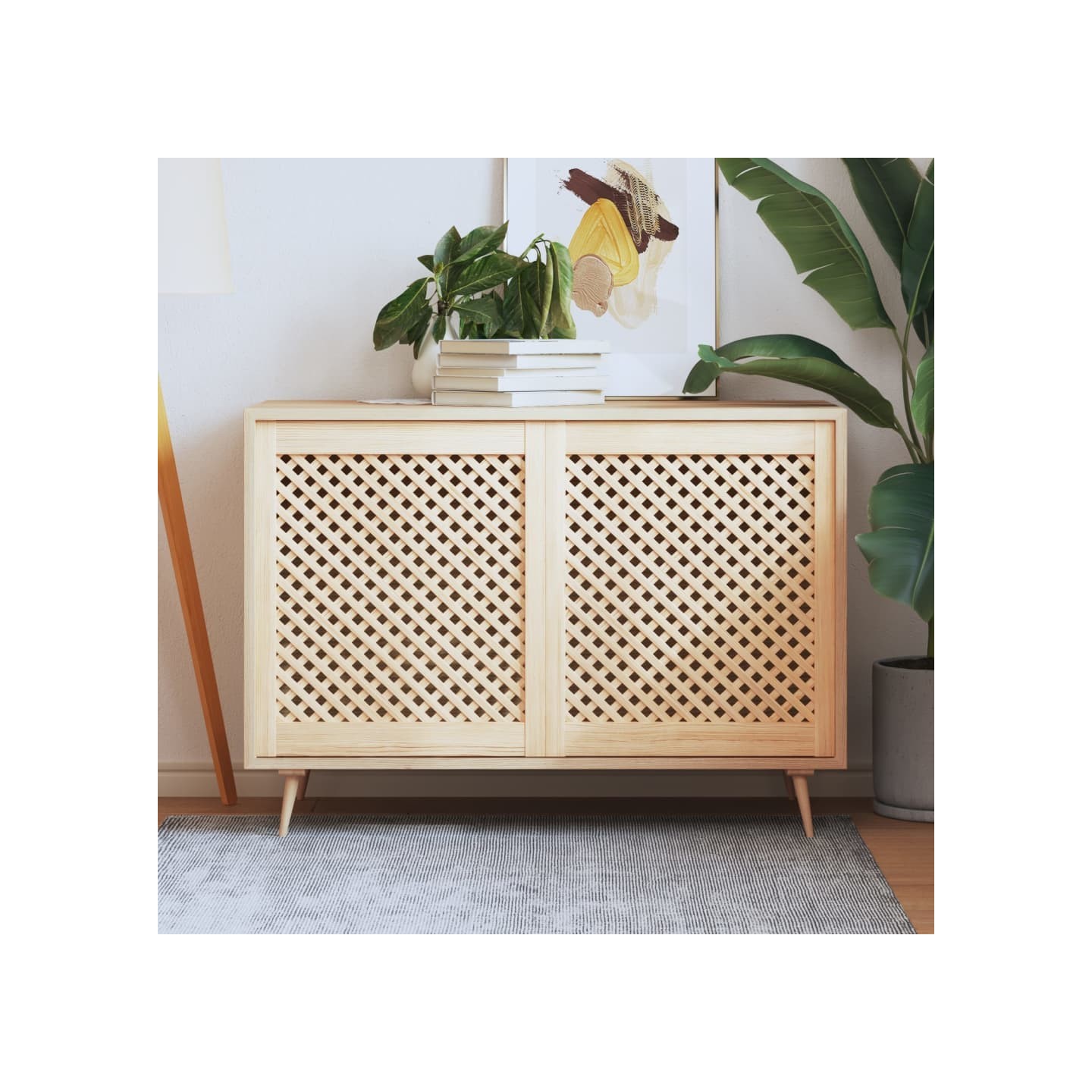 Portes d'armoires en treillis 2 pcs 59,5x69 cm pin massif