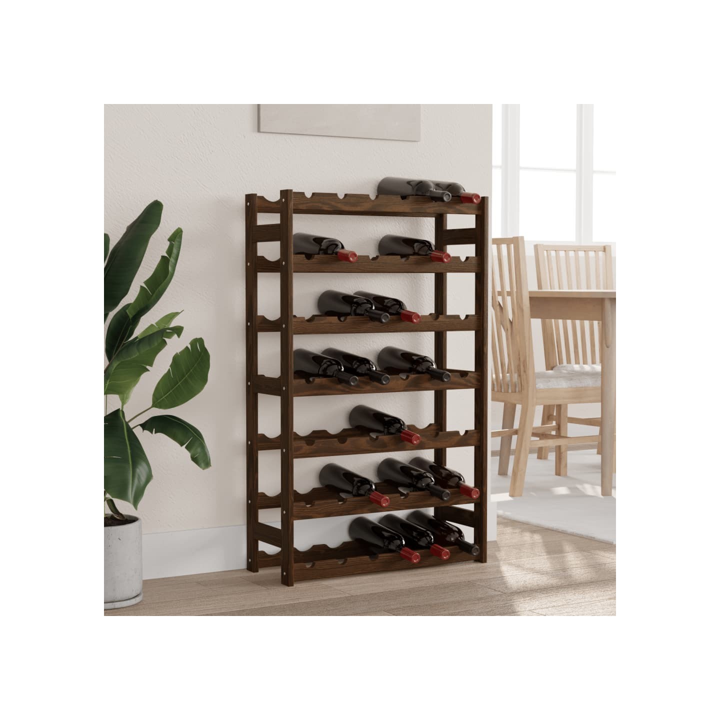 Casier à bouteilles pour 42 bouteilles marron bois pin solide