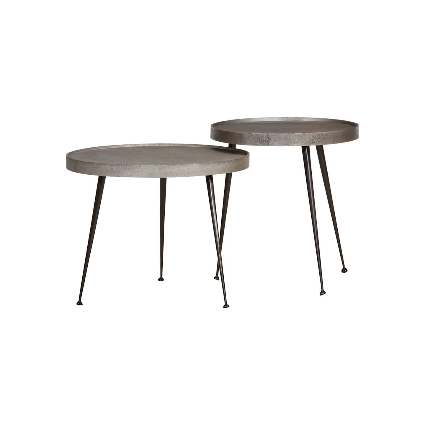 Table basse 2 pcs en bois composite argenté