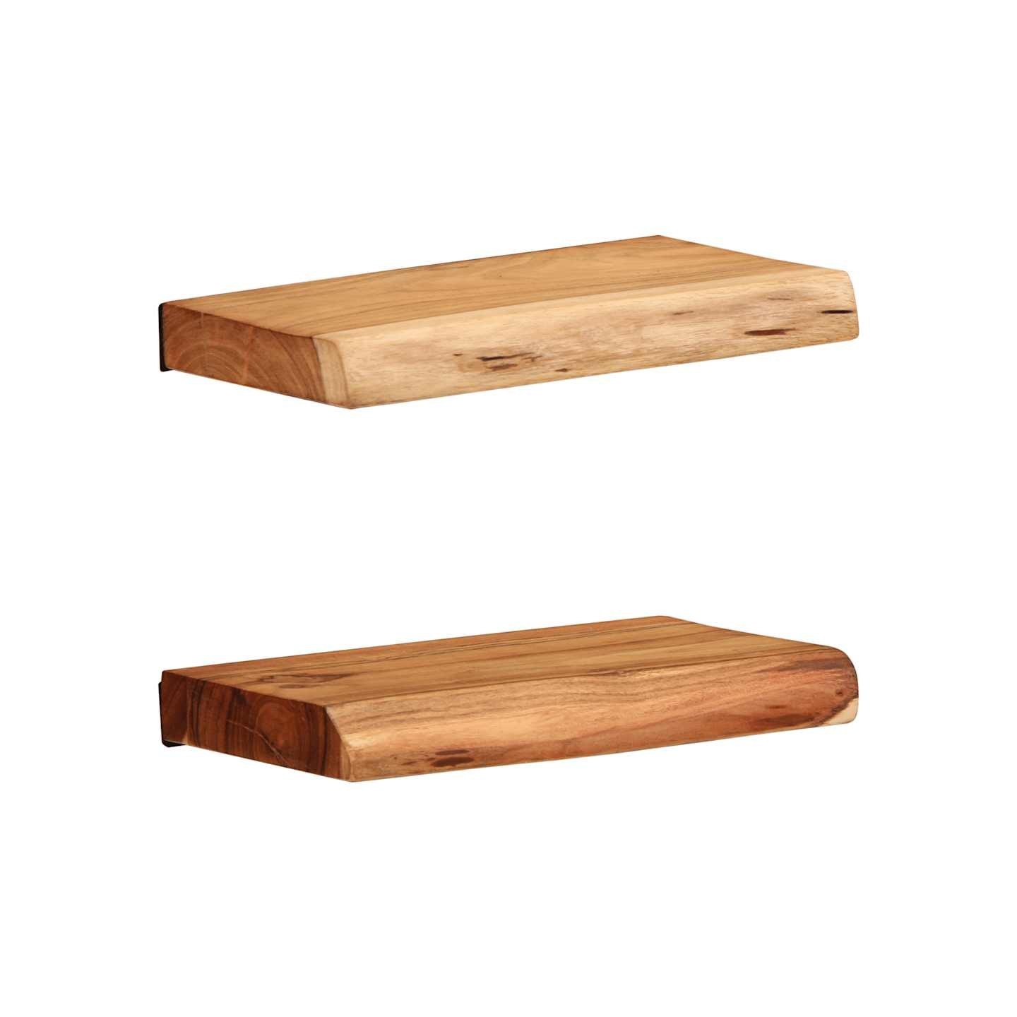 Étagères murales 2 pcs 30x20x3,5 cm bois massif d'acacia