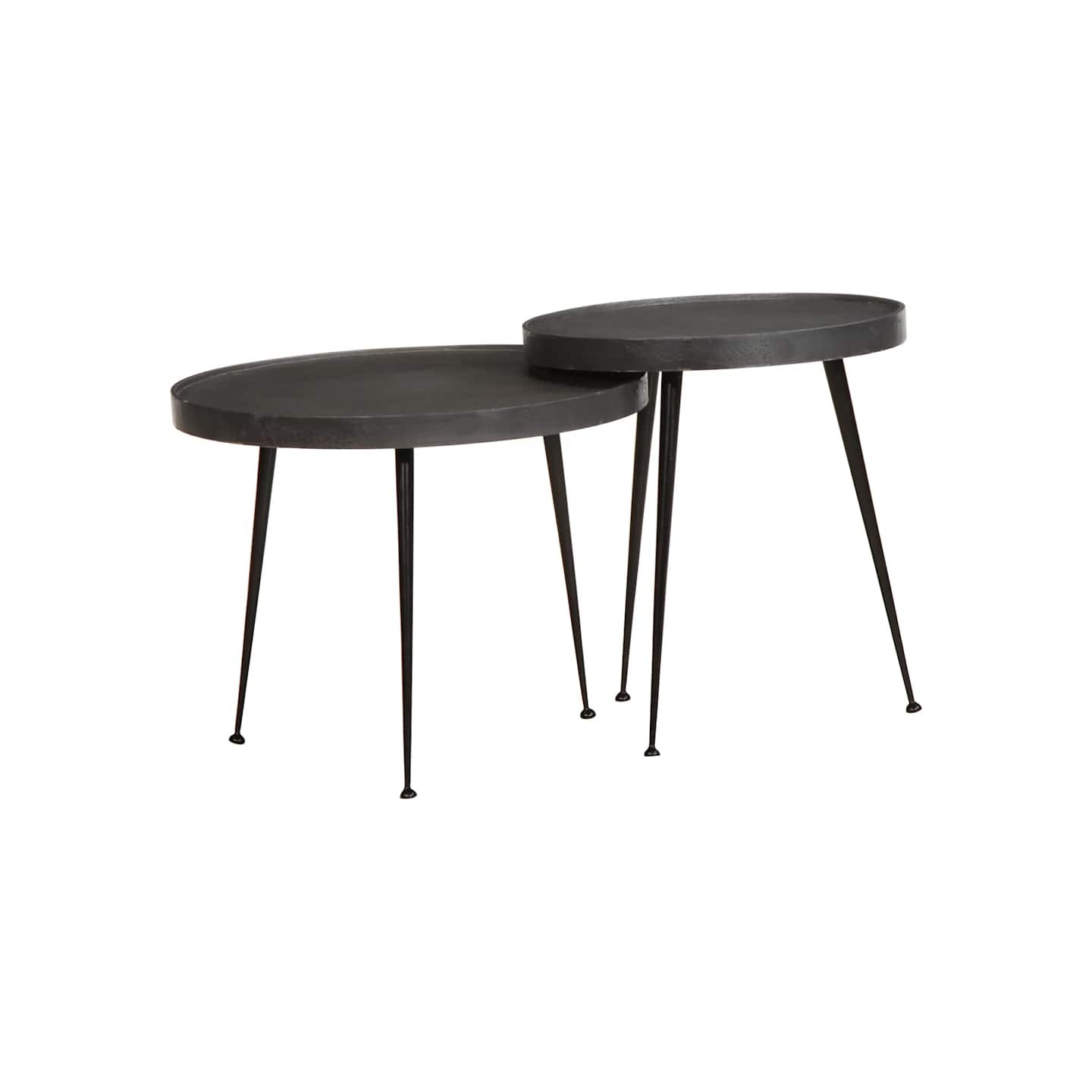 Table basse 2 pcs en bois d'ingénierie noir