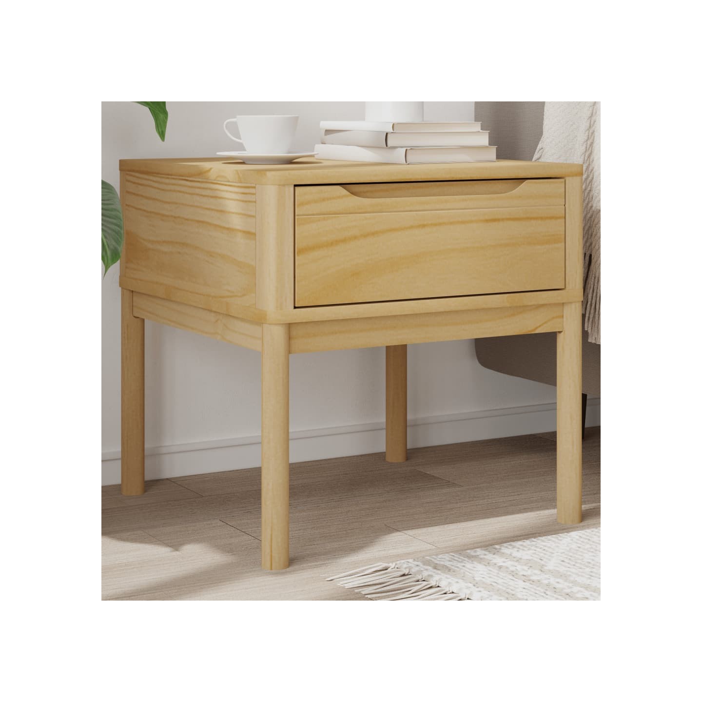 Table de chevet FLORO marron cire 55x55x54 cm pin massif