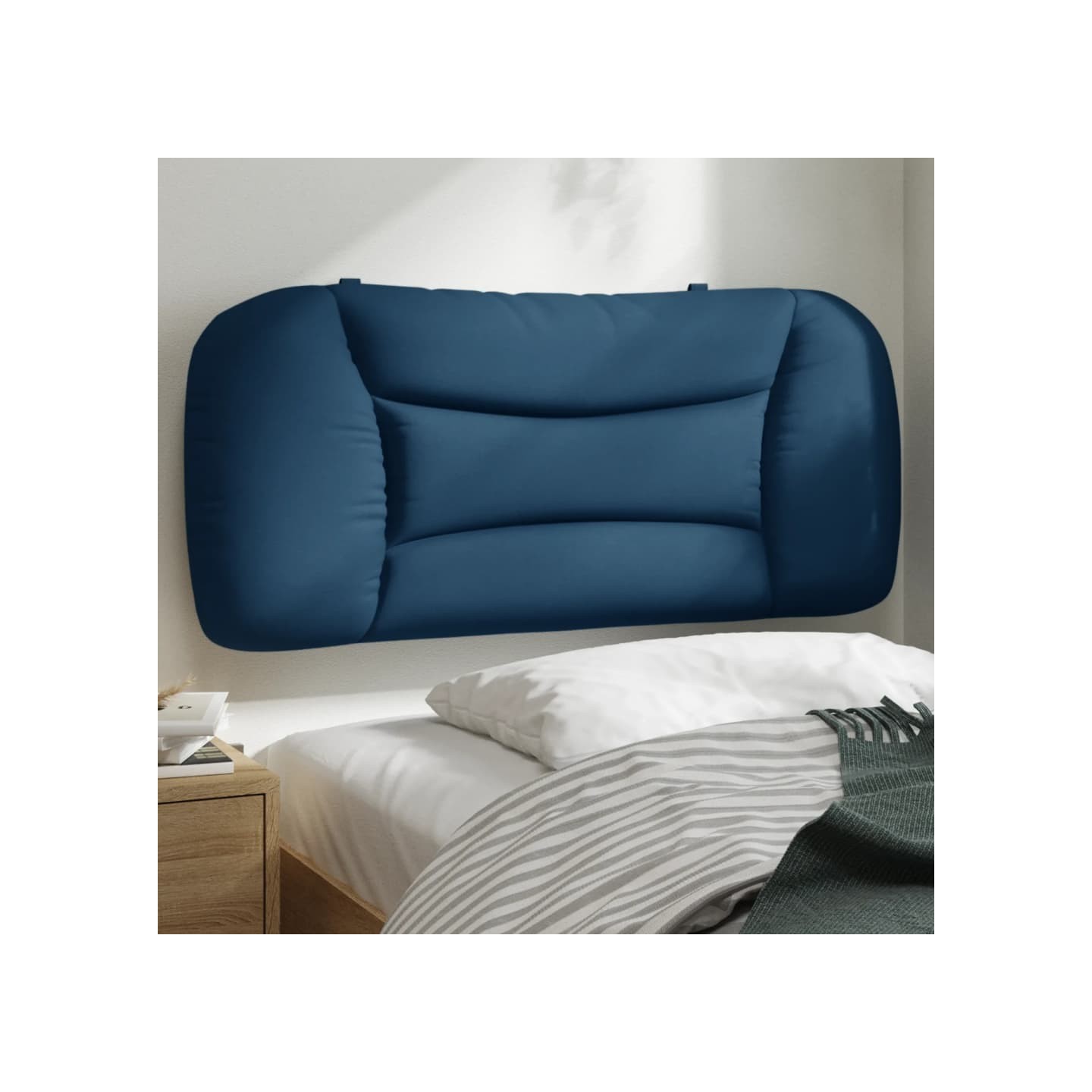 Coussin de tête de lit Hvar bleu 80 cm tissu
