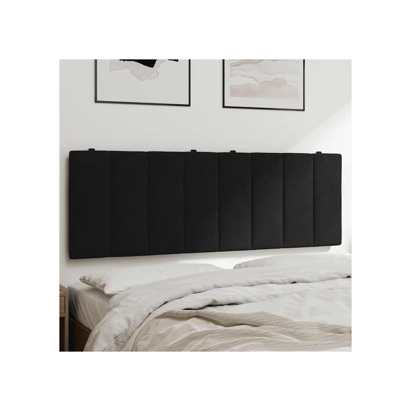 Coussin de tête de lit Hanko noir 140 cm velours