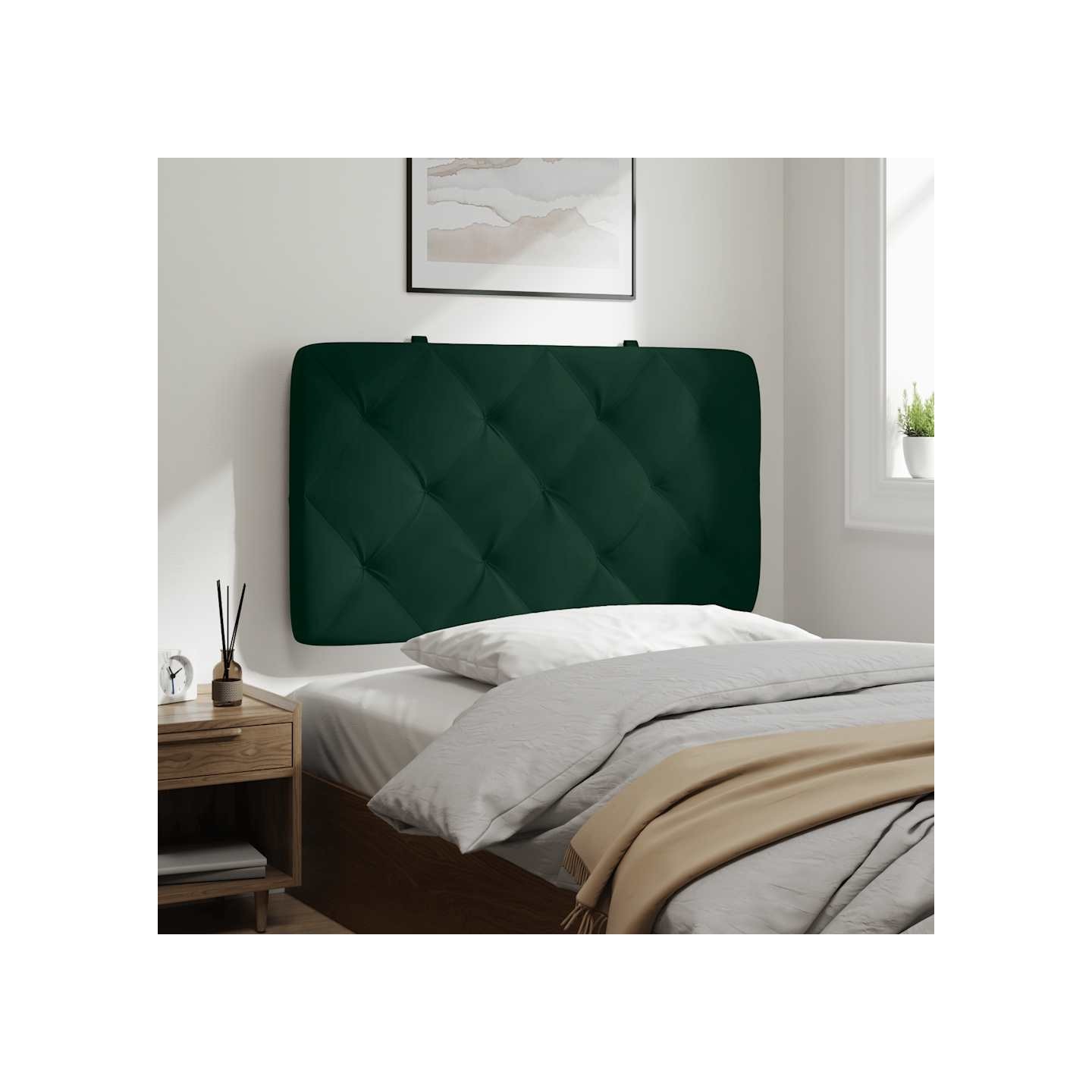 Coussin de tête de lit vert foncé 80 cm velours