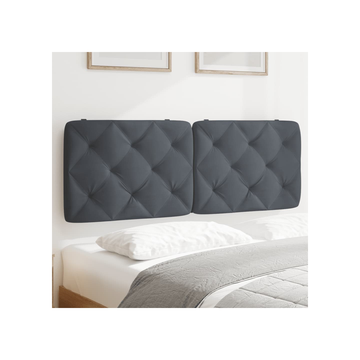 Coussin de tête de lit gris foncé 120 cm velours