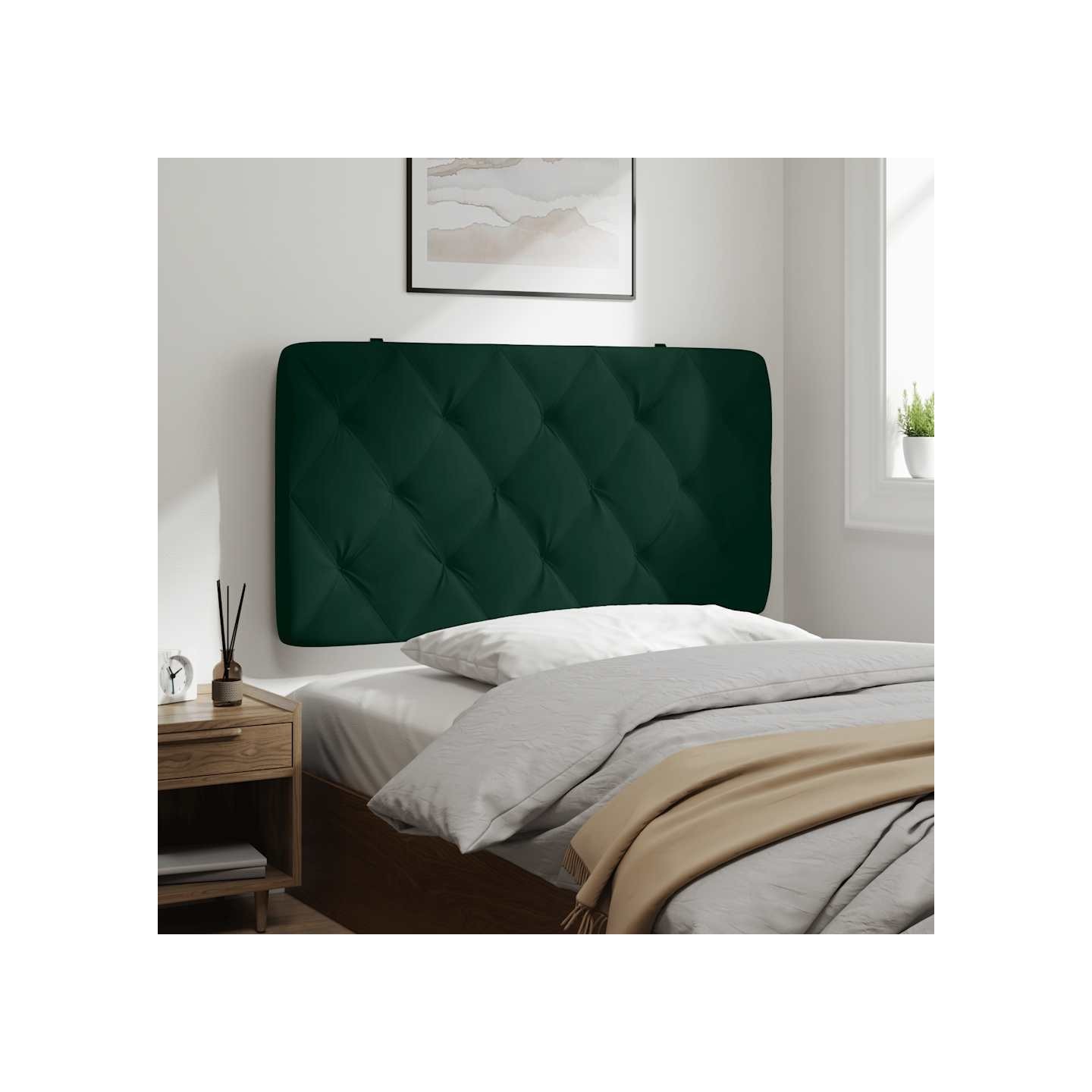 Coussin de tête de lit vert foncé 100 cm velours