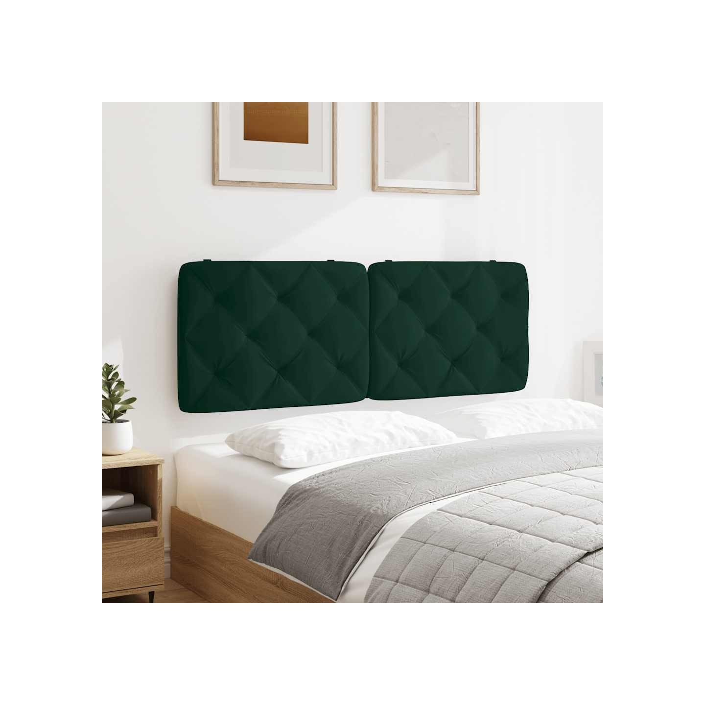 Coussin de tête de lit vert foncé 120 cm velours