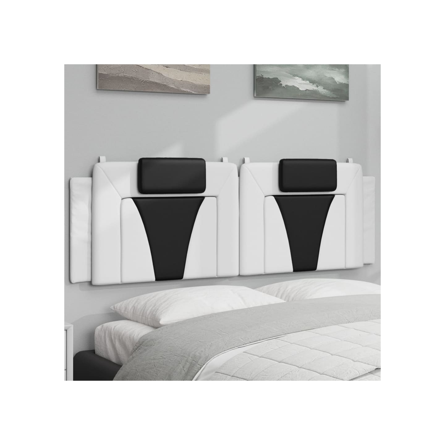 Coussin de tête de lit Viana blanc et noir 160 cm similicuir