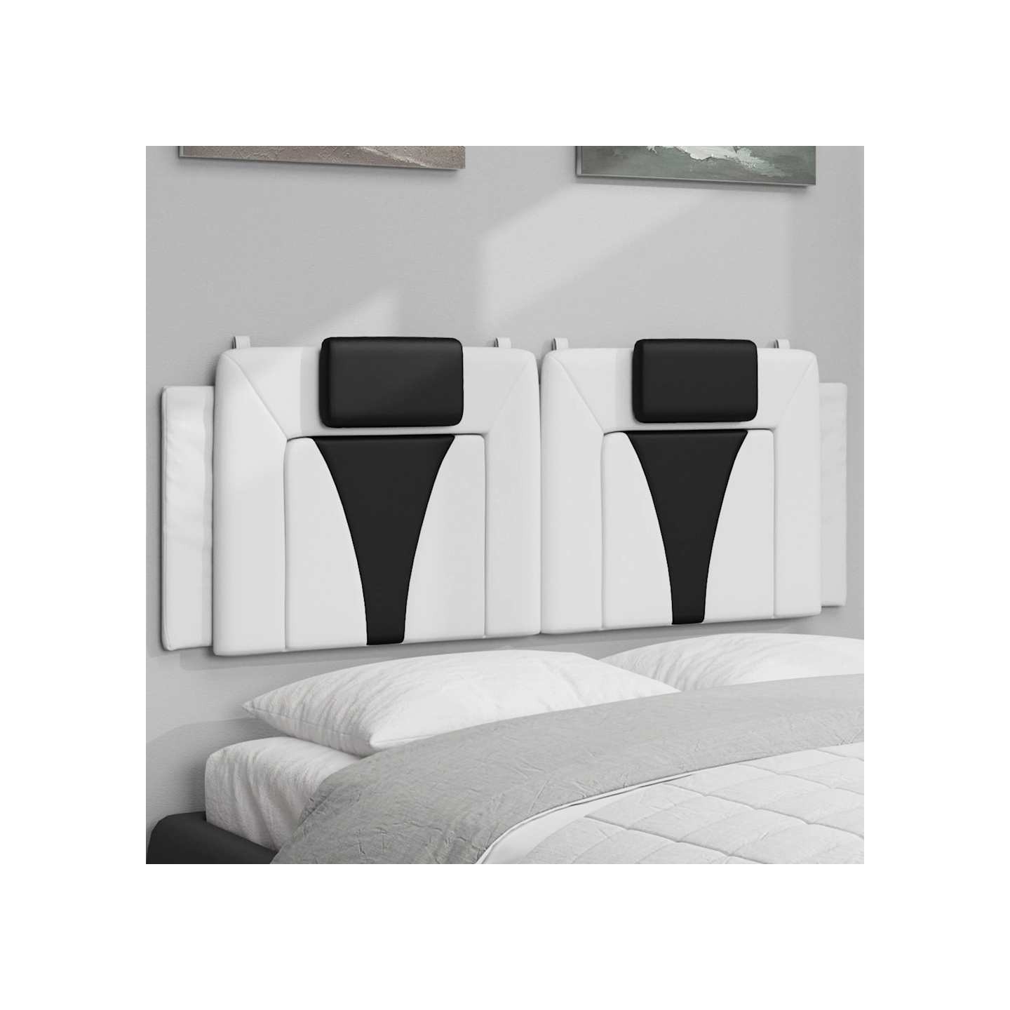 Coussin de tête de lit Viana noir et blanc 120 cm similicuir