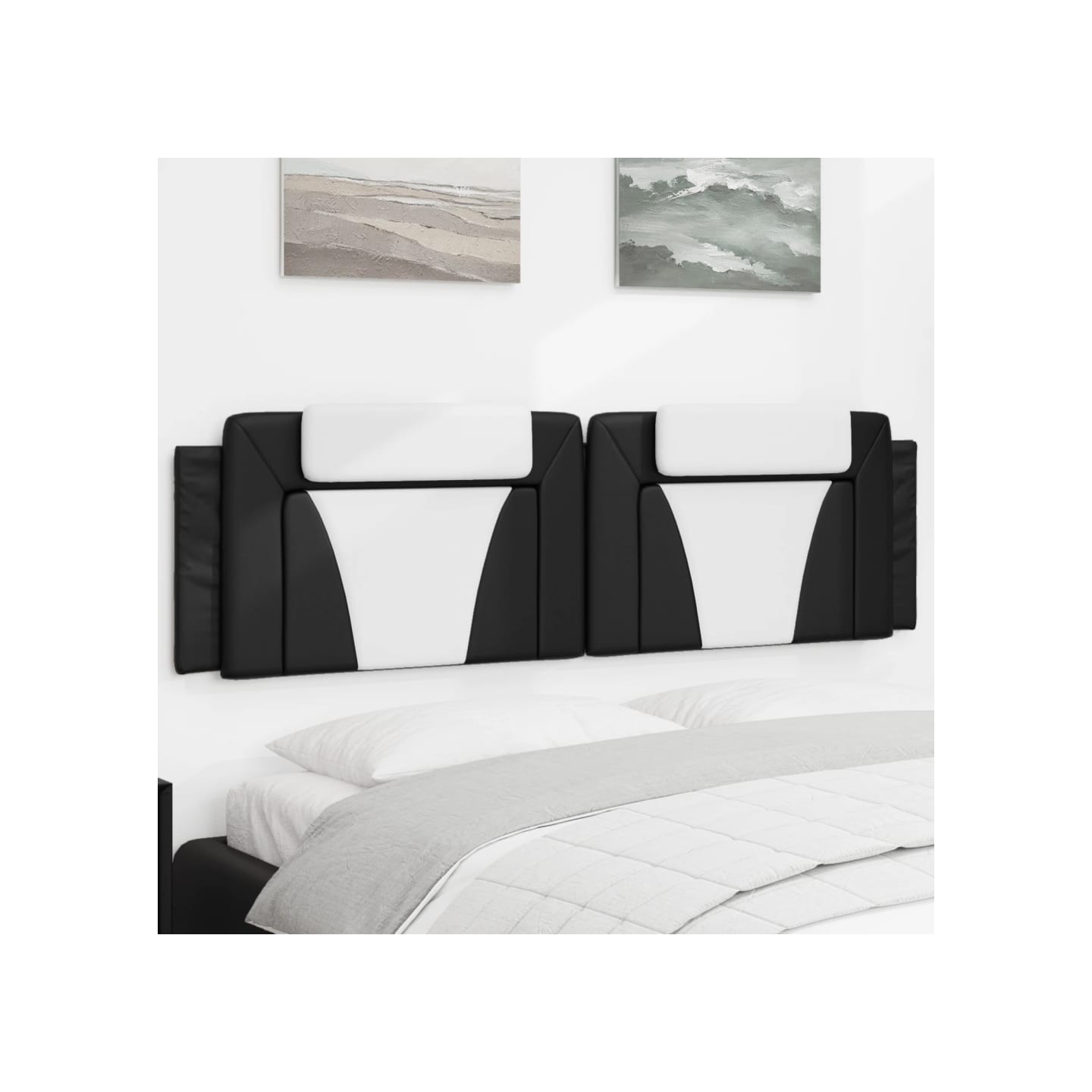 Coussin de tête de lit Viana noir et blanc 180 cm similicuir