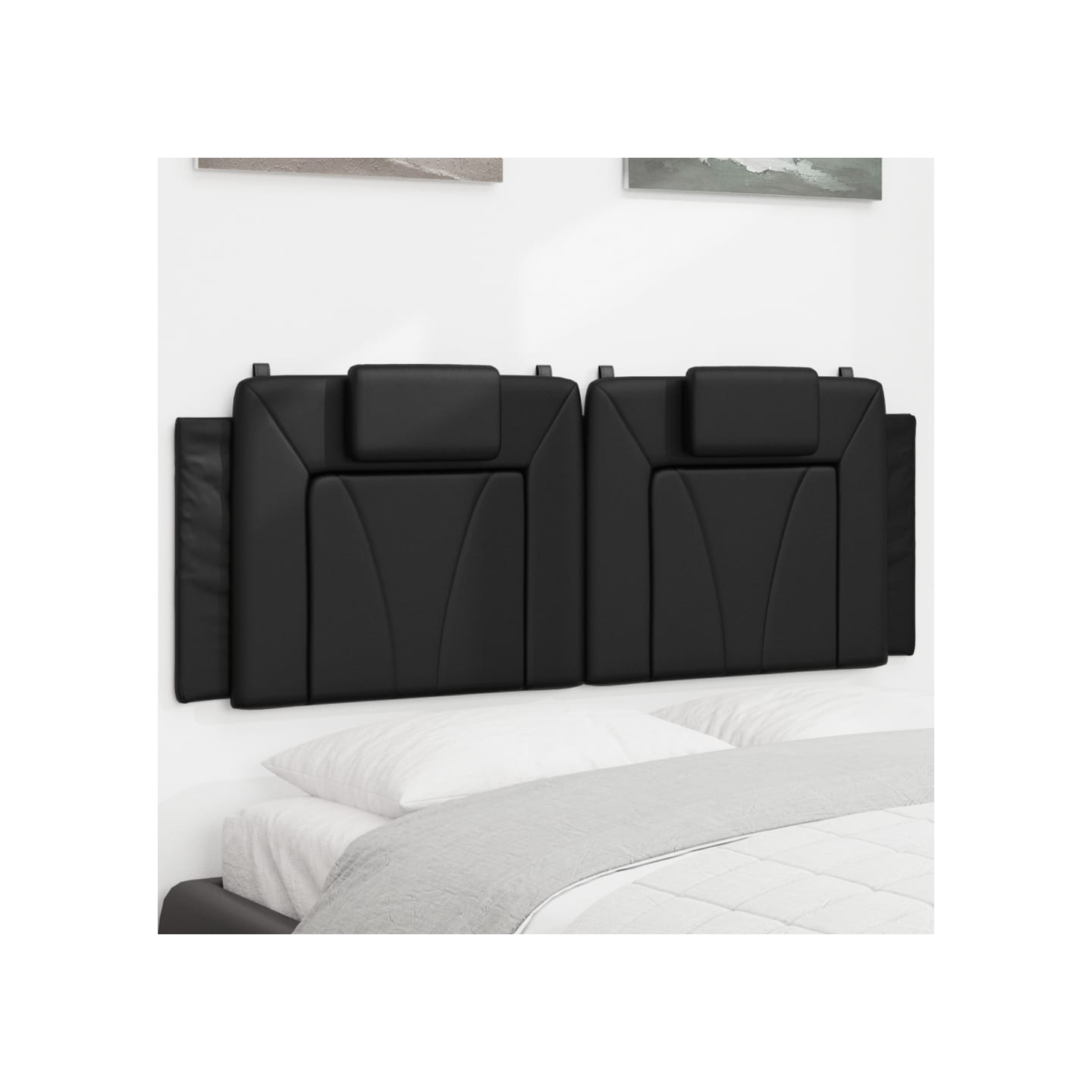 Coussin de tête de lit Viana noir 140 cm similicuir