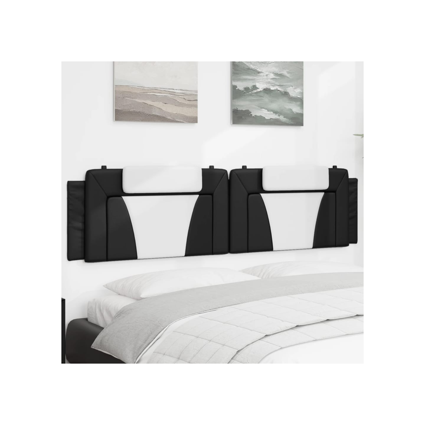 Coussin de tête de lit Viana noir et blanc 193 cm similicuir