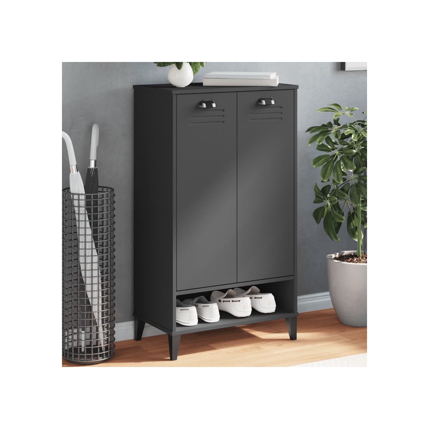 Armoire à chaussures VIKEN gris anthracite bois d'ingénierie