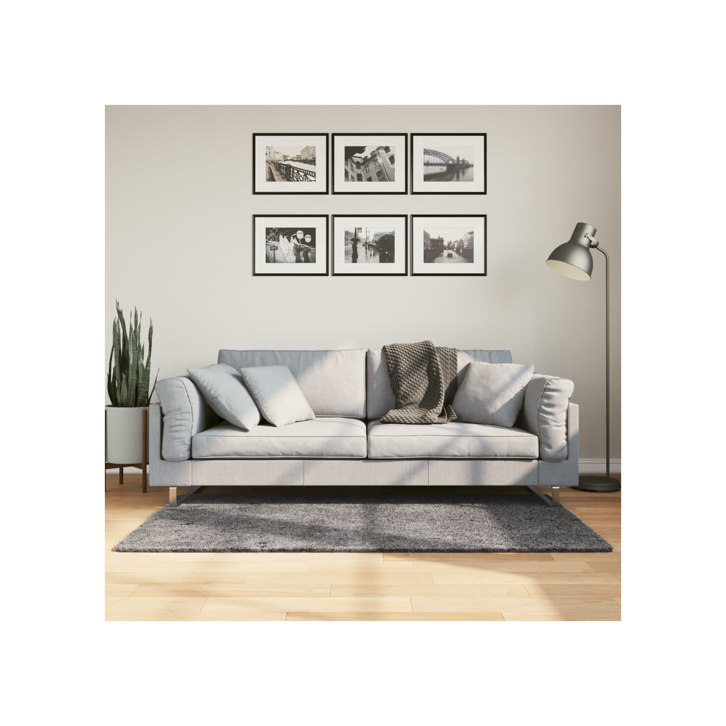 Tapis HUARTE à poils courts doux et lavable anthracite 80x150cm