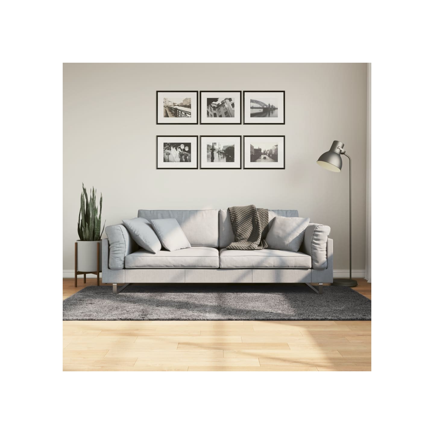 Tapis HUARTE à poils courts doux lavable anthracite 120x170 cm