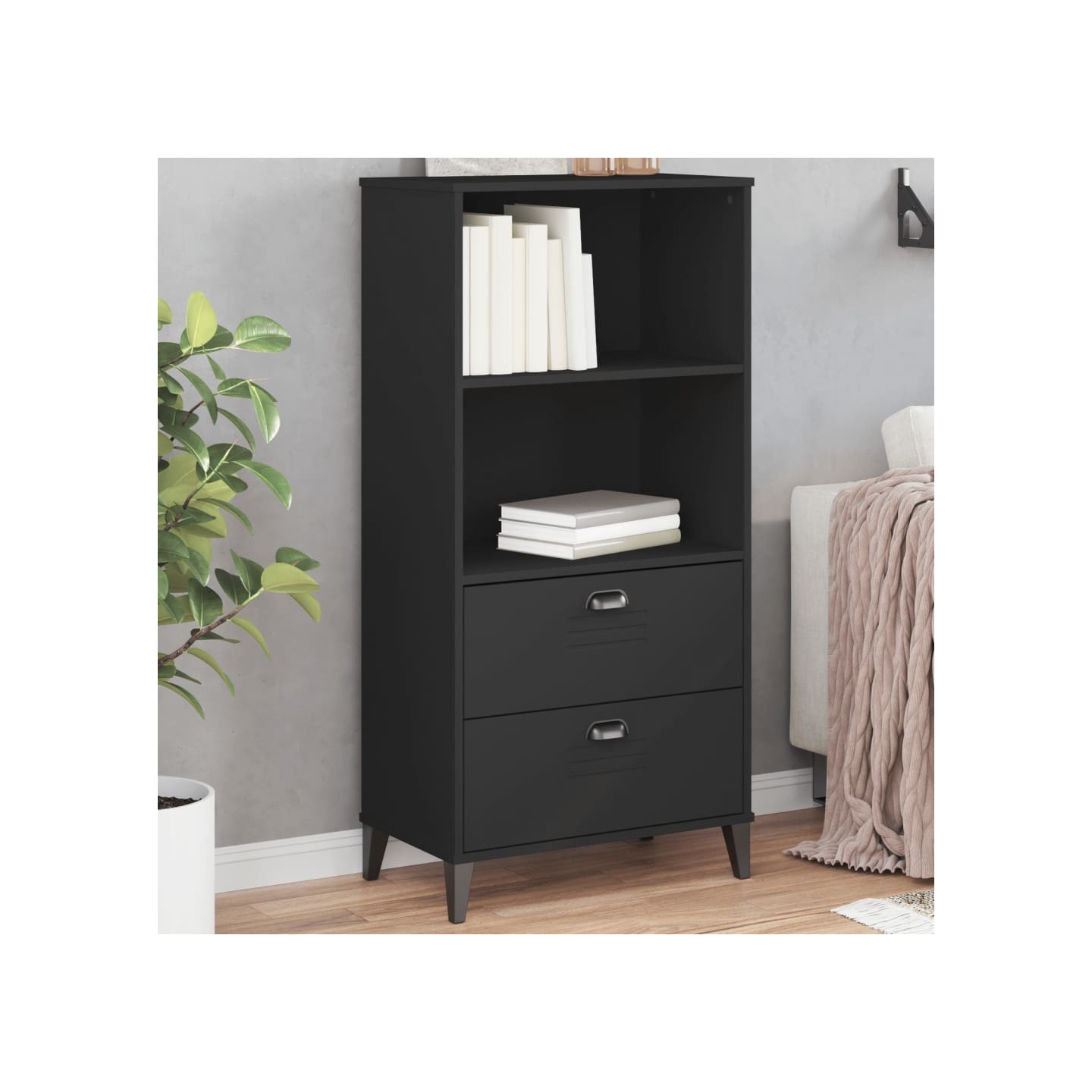 Bibliothèque VIKEN noir 60x35x123 cm bois d'ingénierie