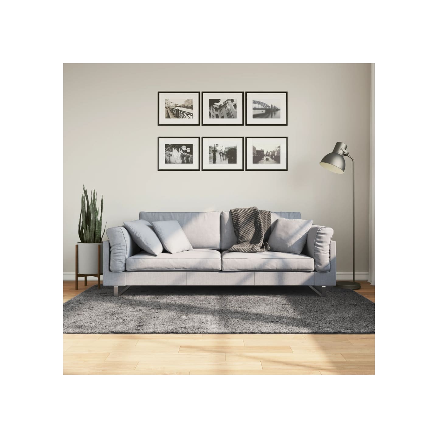 Tapis HUARTE à poils courts doux lavable anthracite 140x200 cm