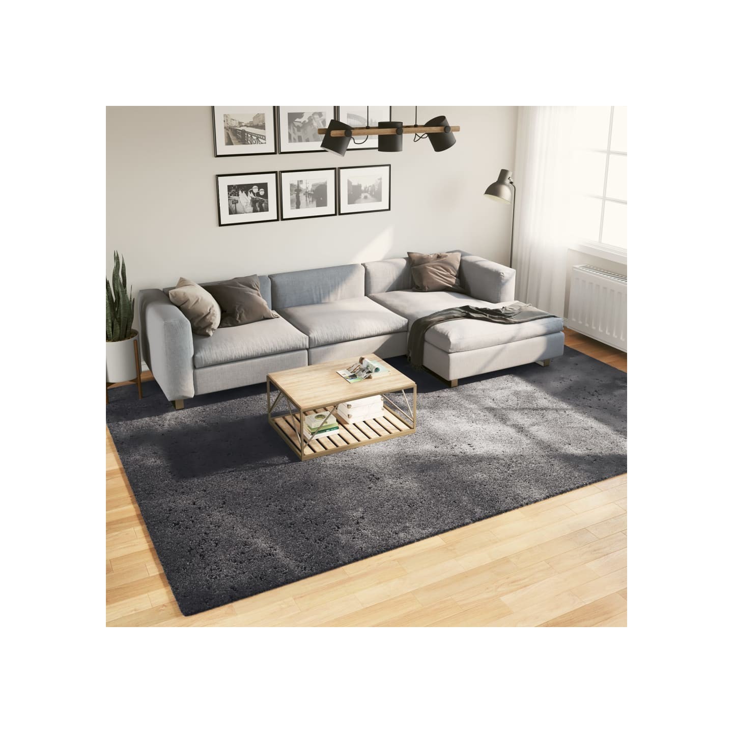Tapis HUARTE à poils courts doux lavable anthracite 240x340 cm