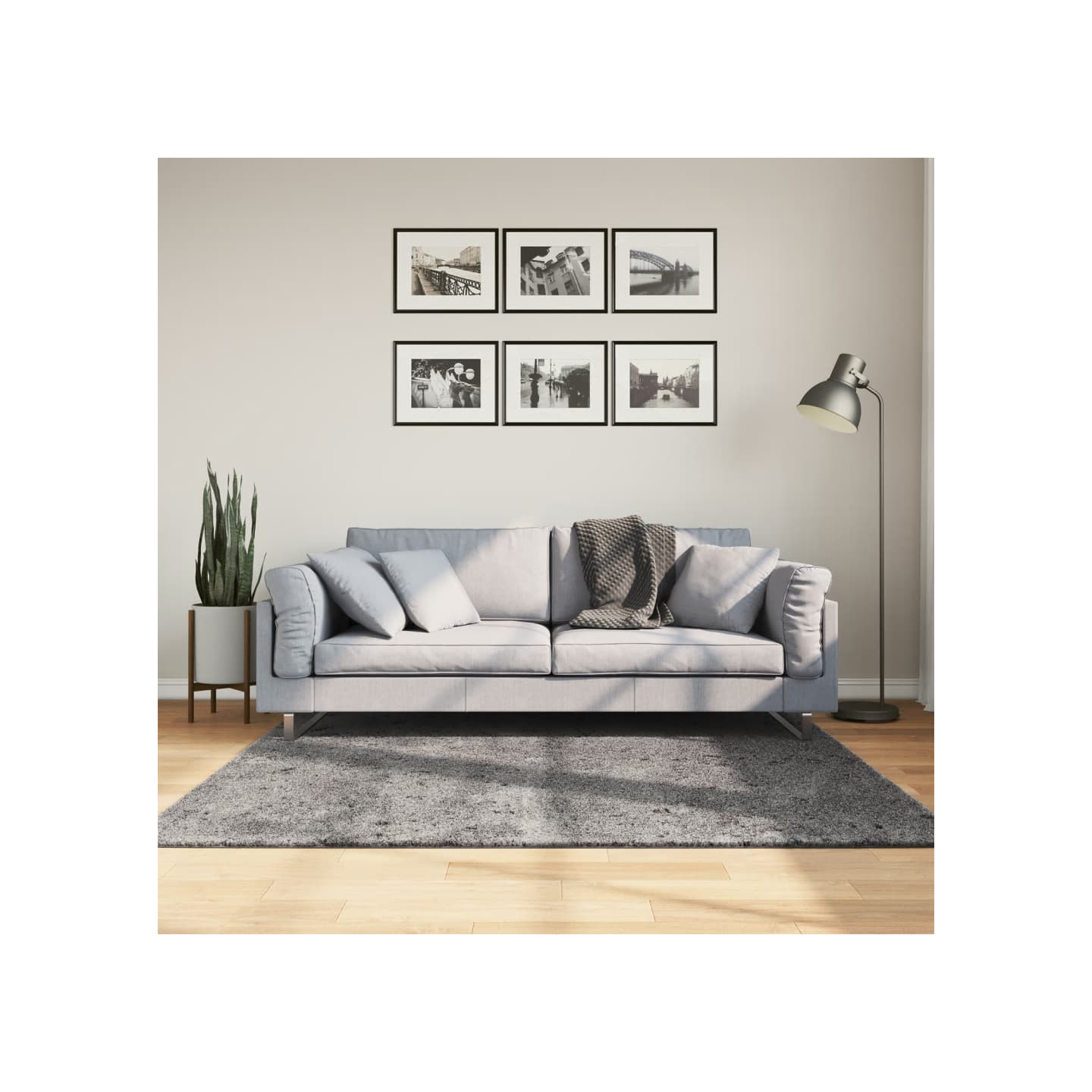Tapis HUARTE à poils courts doux lavable anthracite 160x160 cm