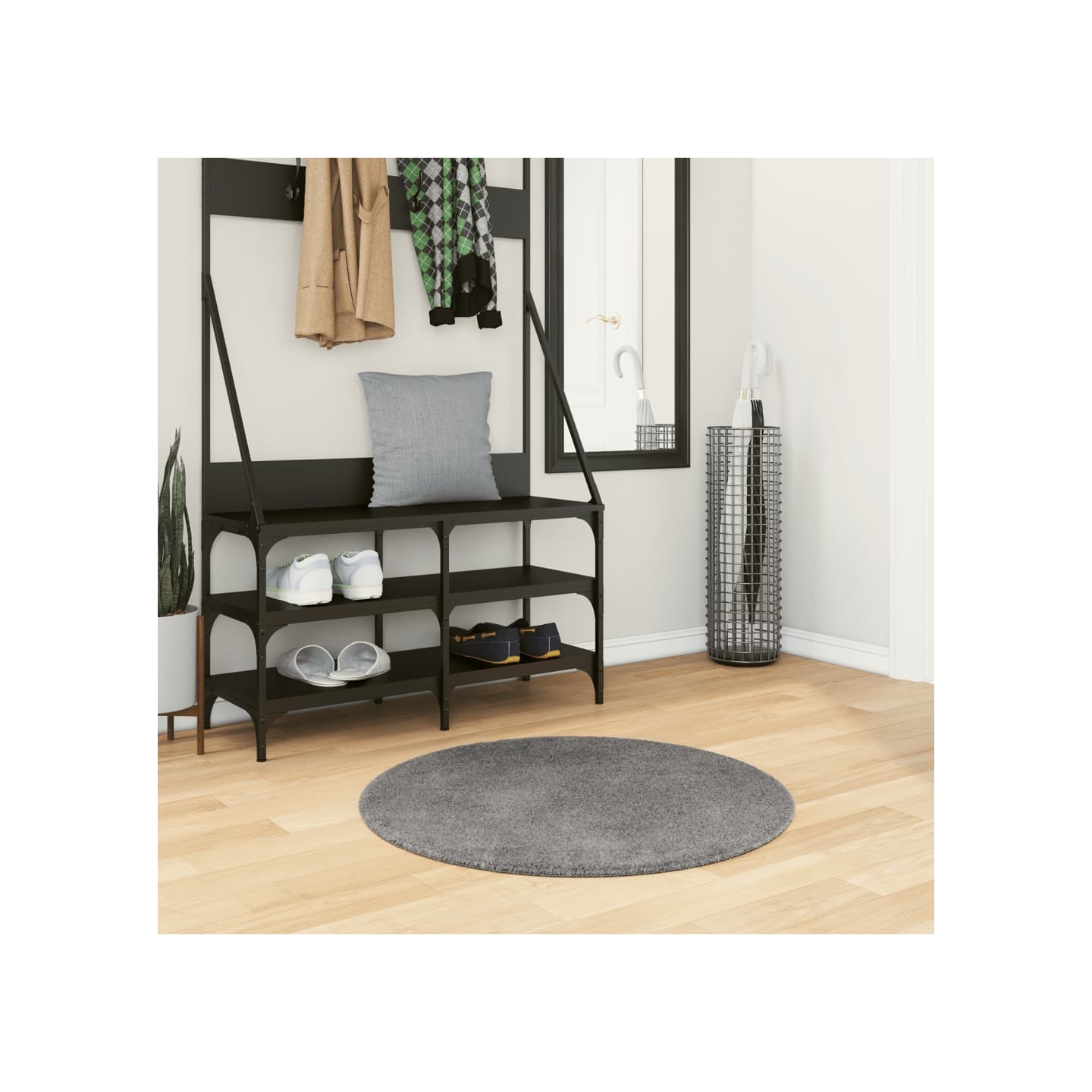 Tapis HUARTE à poils courts doux et lavable anthracite Ø 80 cm