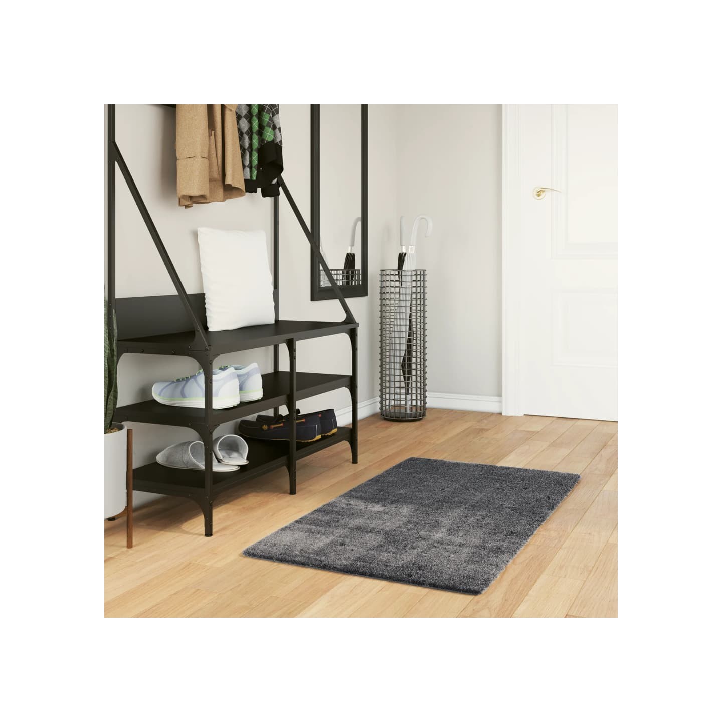 Tapis HUARTE à poils courts doux et lavable anthracite 60x110cm