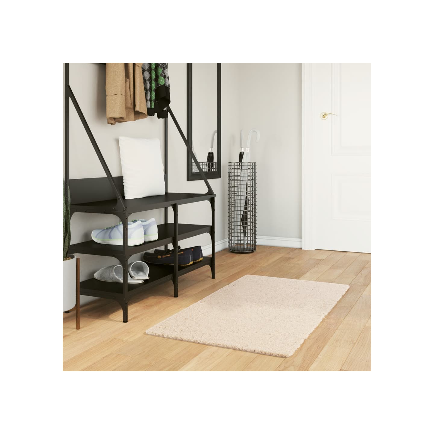 Tapis HUARTE à poils courts doux et lavable beige 60x110 cm