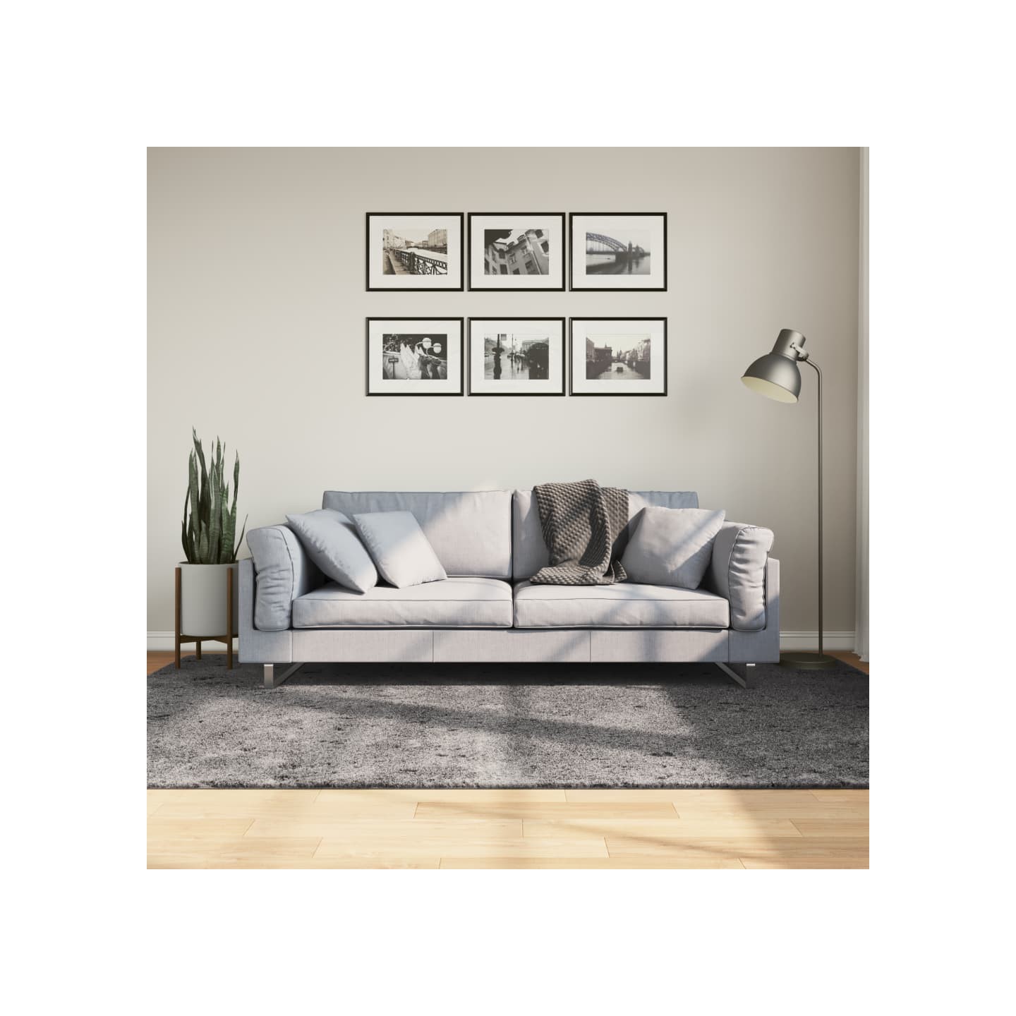 Tapis HUARTE à poils courts doux lavable anthracite 160x230 cm