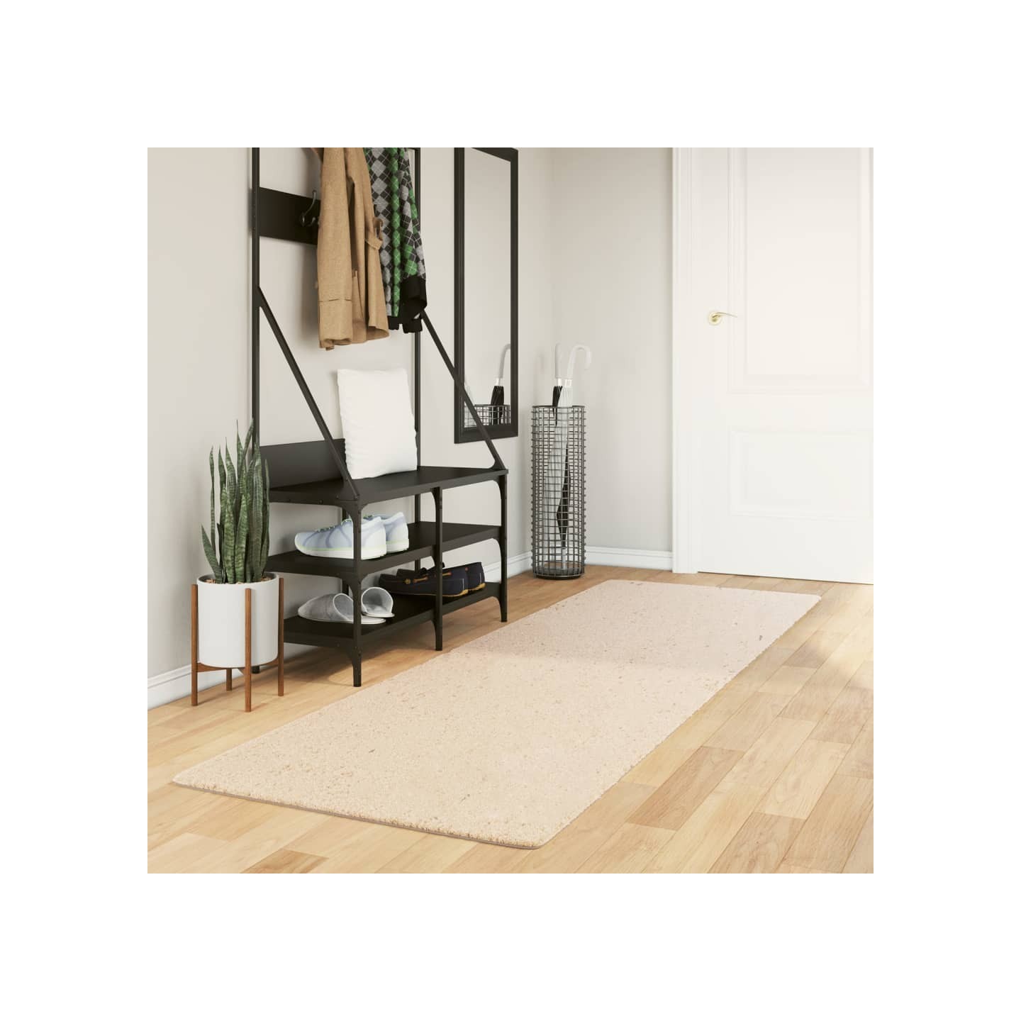 Tapis HUARTE à poils courts doux et lavable beige 80x250 cm