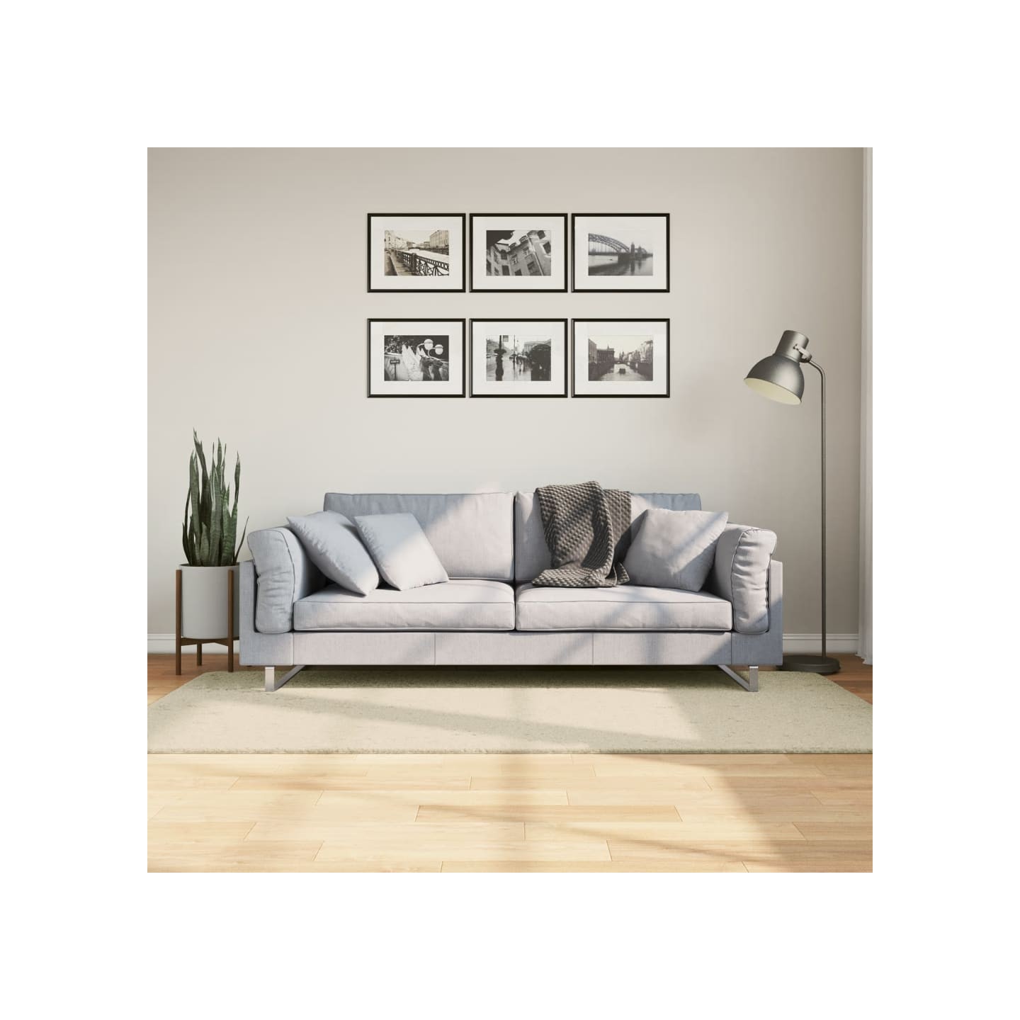 Tapis HUARTE à poils courts doux et lavable crème 100x200 cm