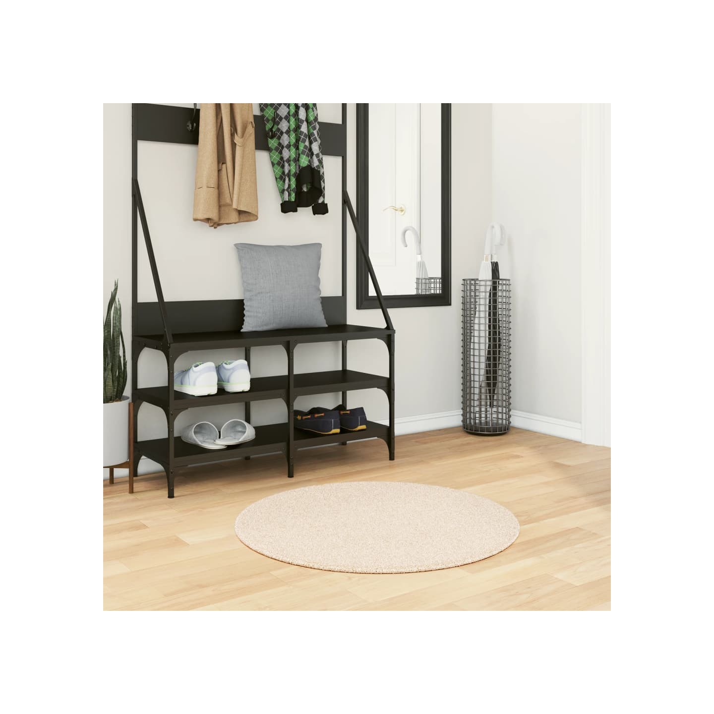 Tapis HUARTE à poils courts doux et lavable beige Ø 80 cm