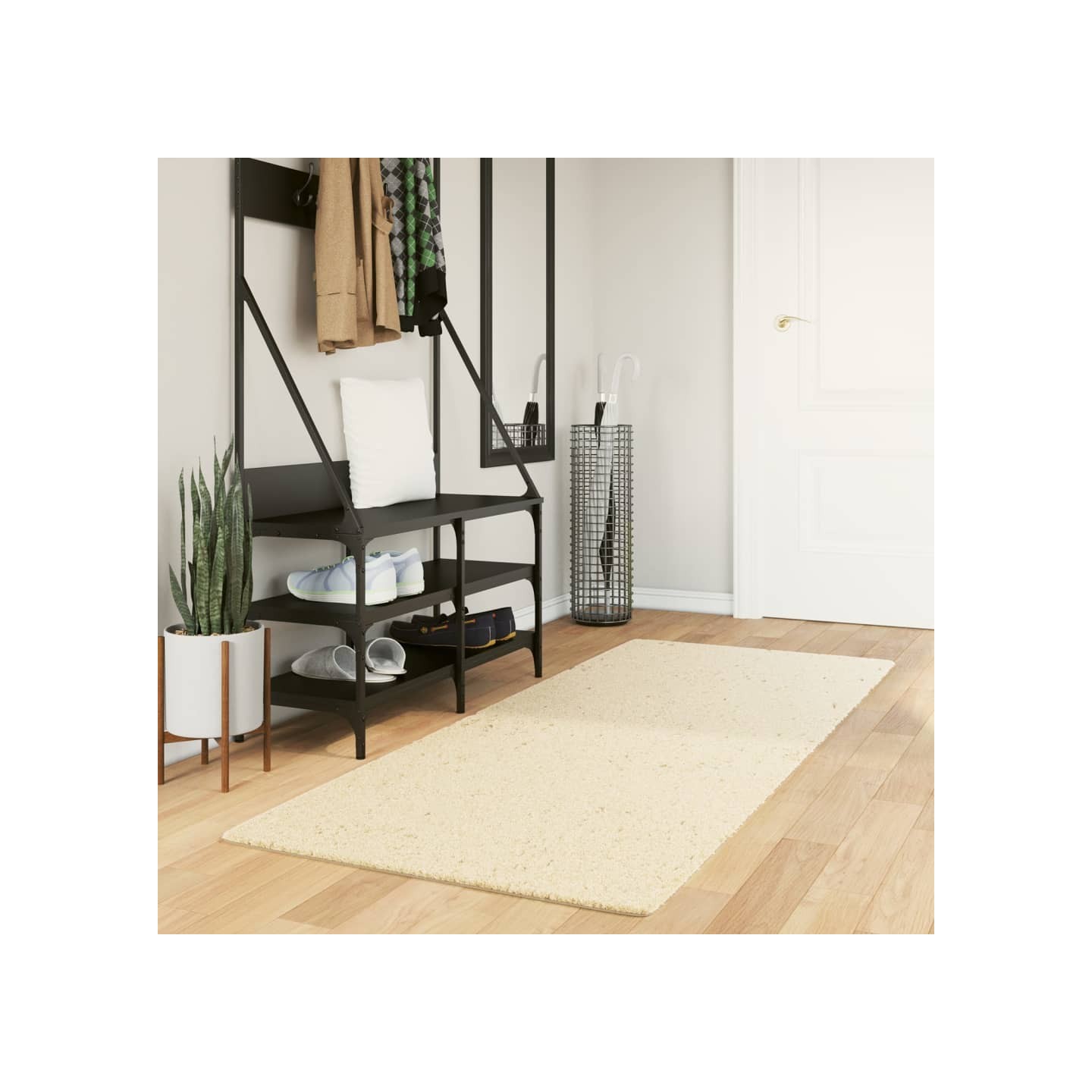Tapis HUARTE à poils courts doux et lavable crème 80x200 cm