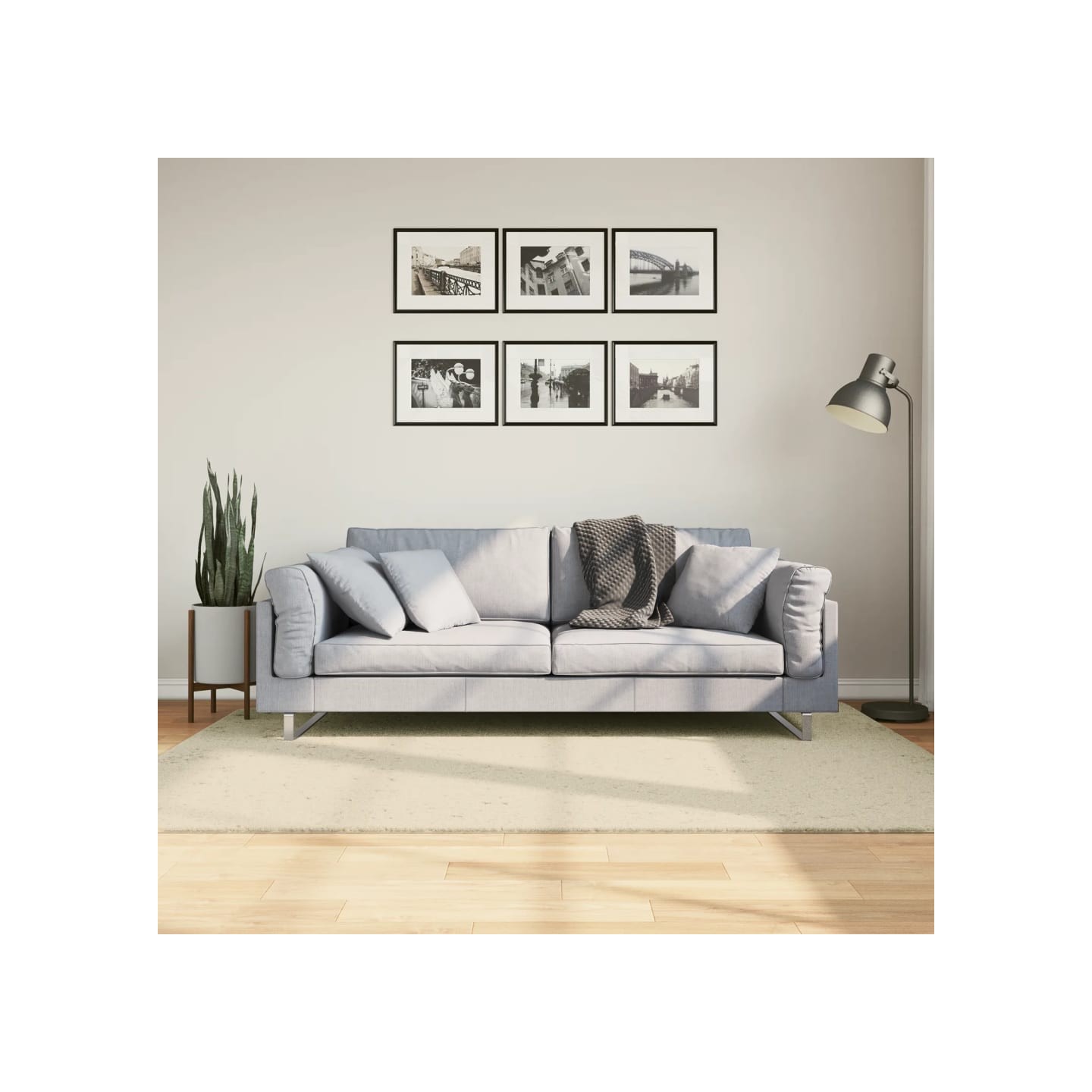 Tapis HUARTE à poils courts doux et lavable crème 140x200 cm