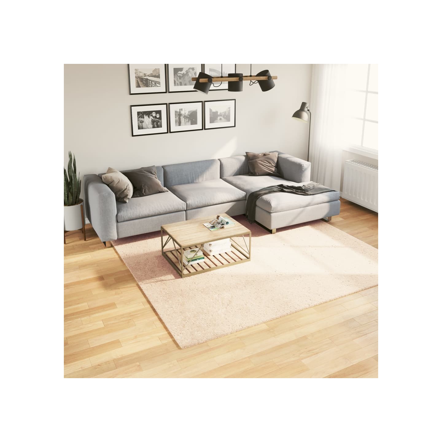 Tapis HUARTE à poils courts doux et lavable beige 240x240 cm