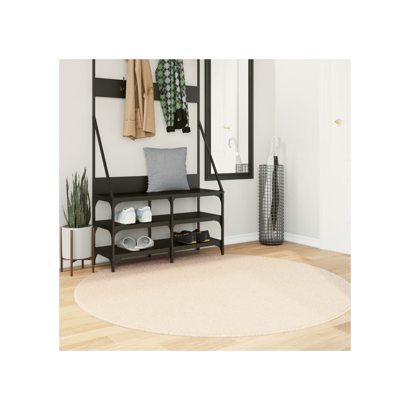 Tapis HUARTE à poils courts doux et lavable beige Ø 160 cm