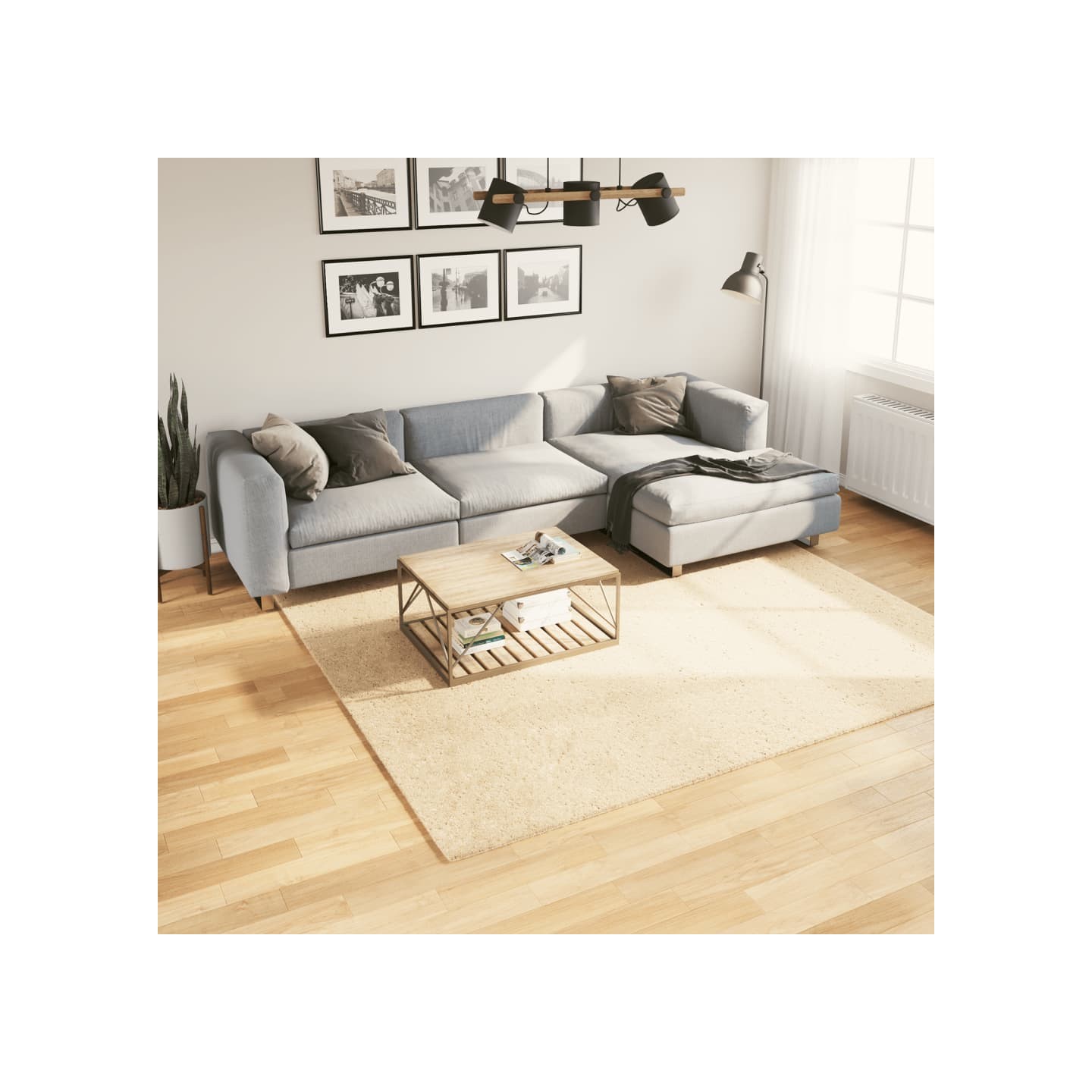 Tapis HUARTE à poils courts doux et lavable crème 240x240 cm