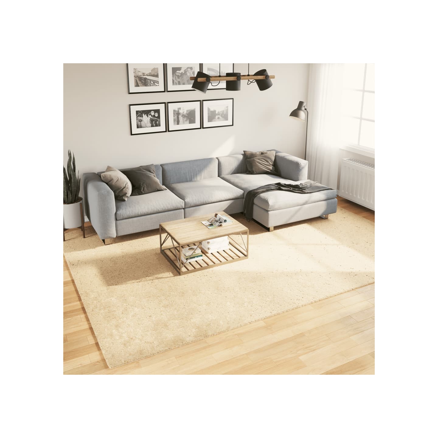 Tapis HUARTE à poils courts doux et lavable crème 240x340 cm