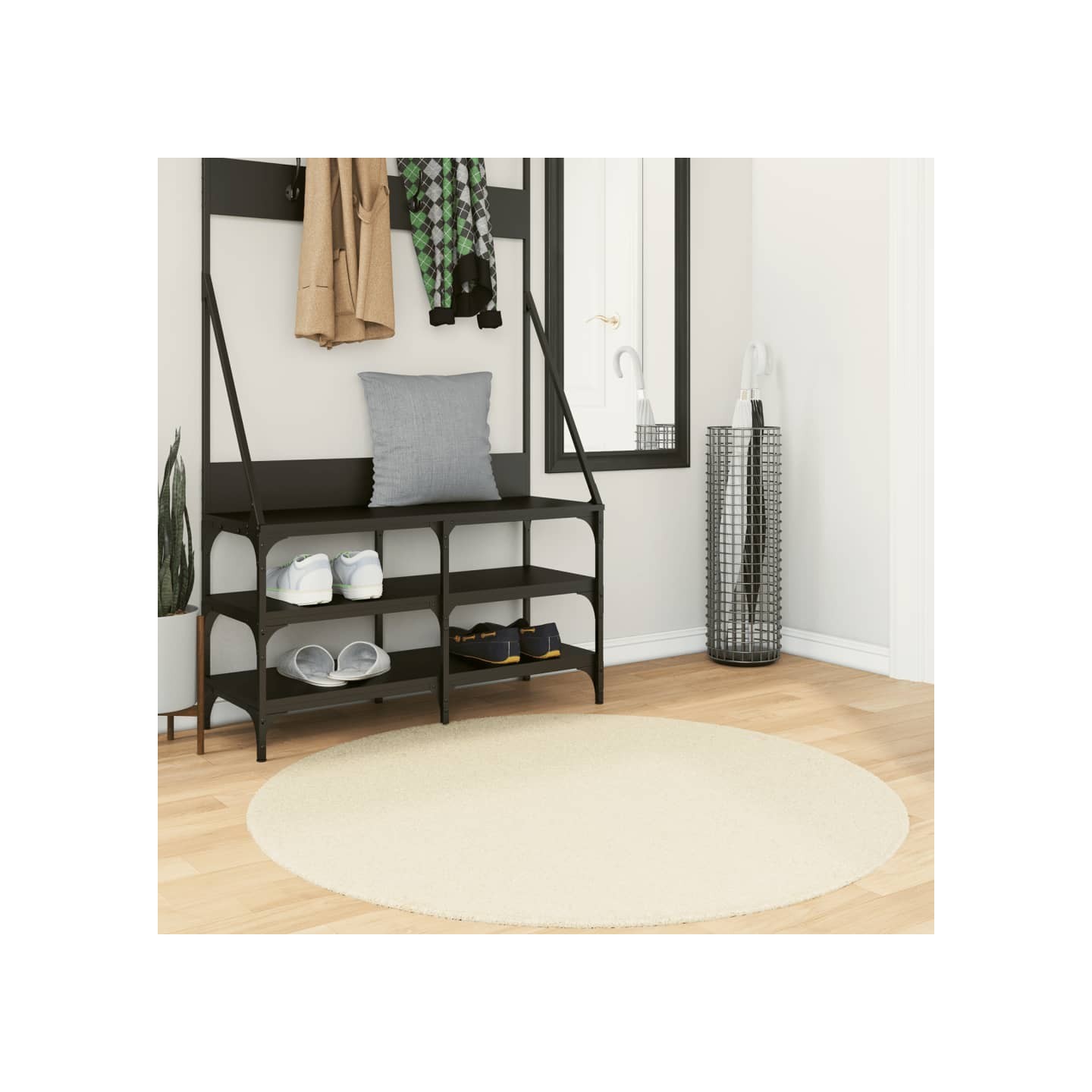 Tapis HUARTE à poils courts doux et lavable crème Ø 120 cm