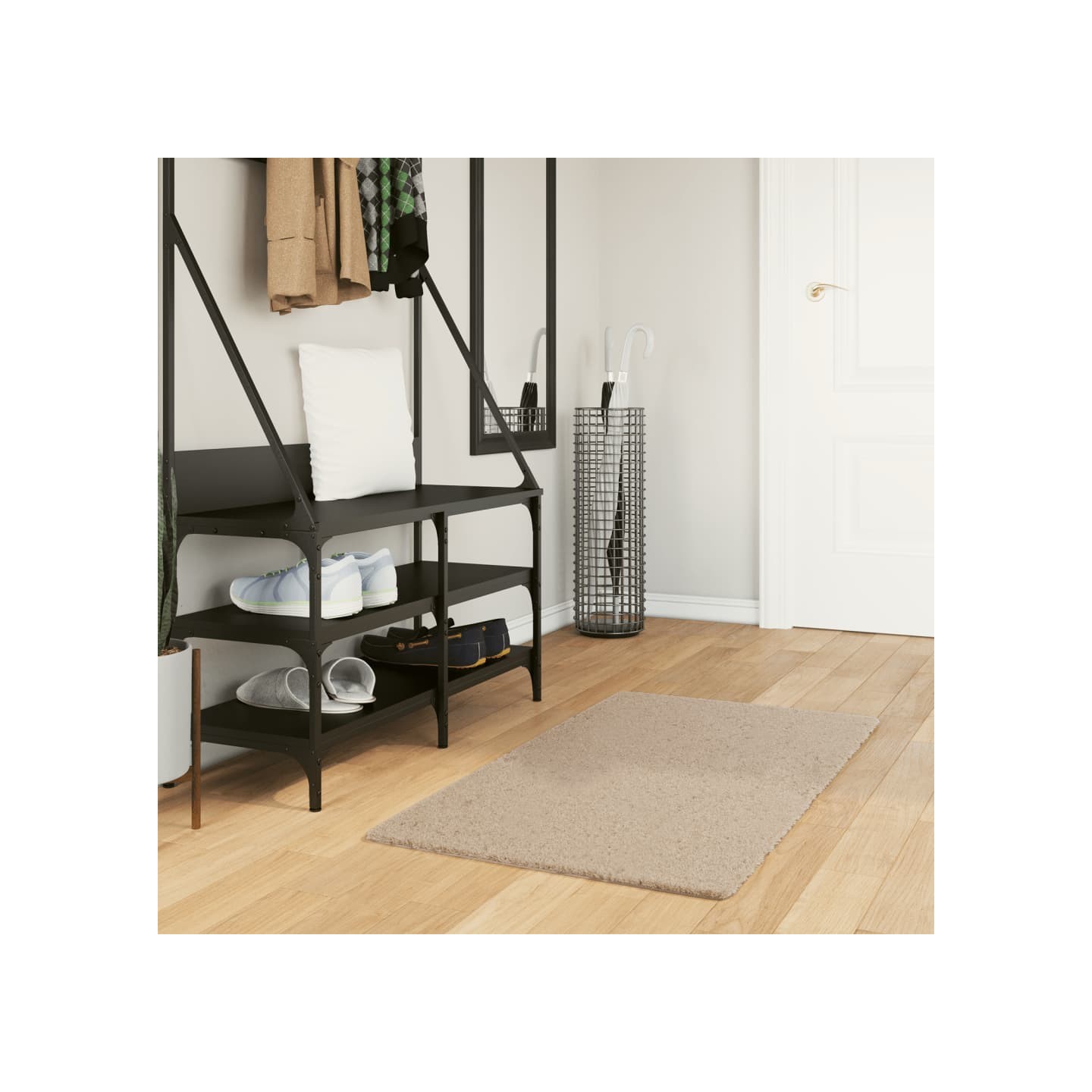 Tapis HUARTE à poils courts doux et lavable sable 60x110 cm