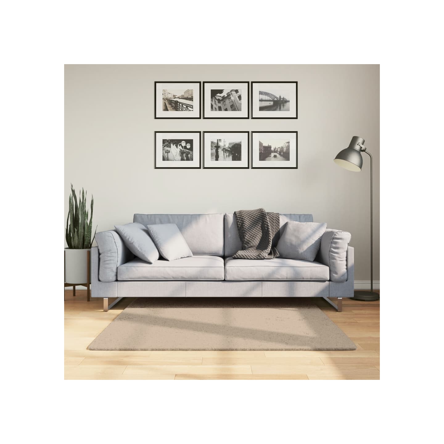 Tapis HUARTE à poils courts doux et lavable sable 120x120 cm